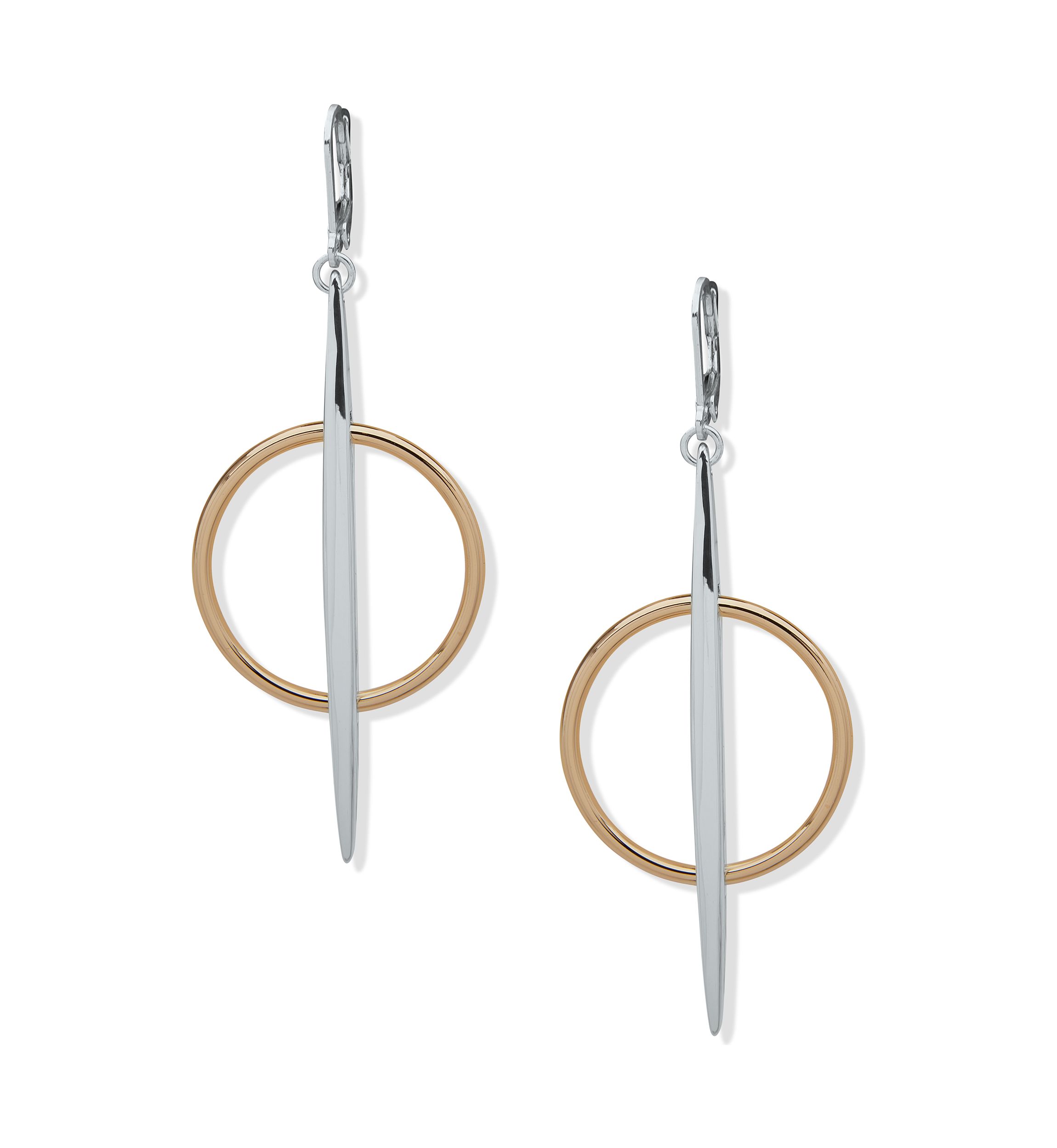 Silver Tone Multi Stick Large Orbital Earrings