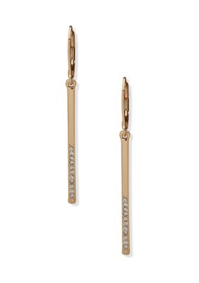 Gold Tone Crystal Pavé Stick Linear Earrings