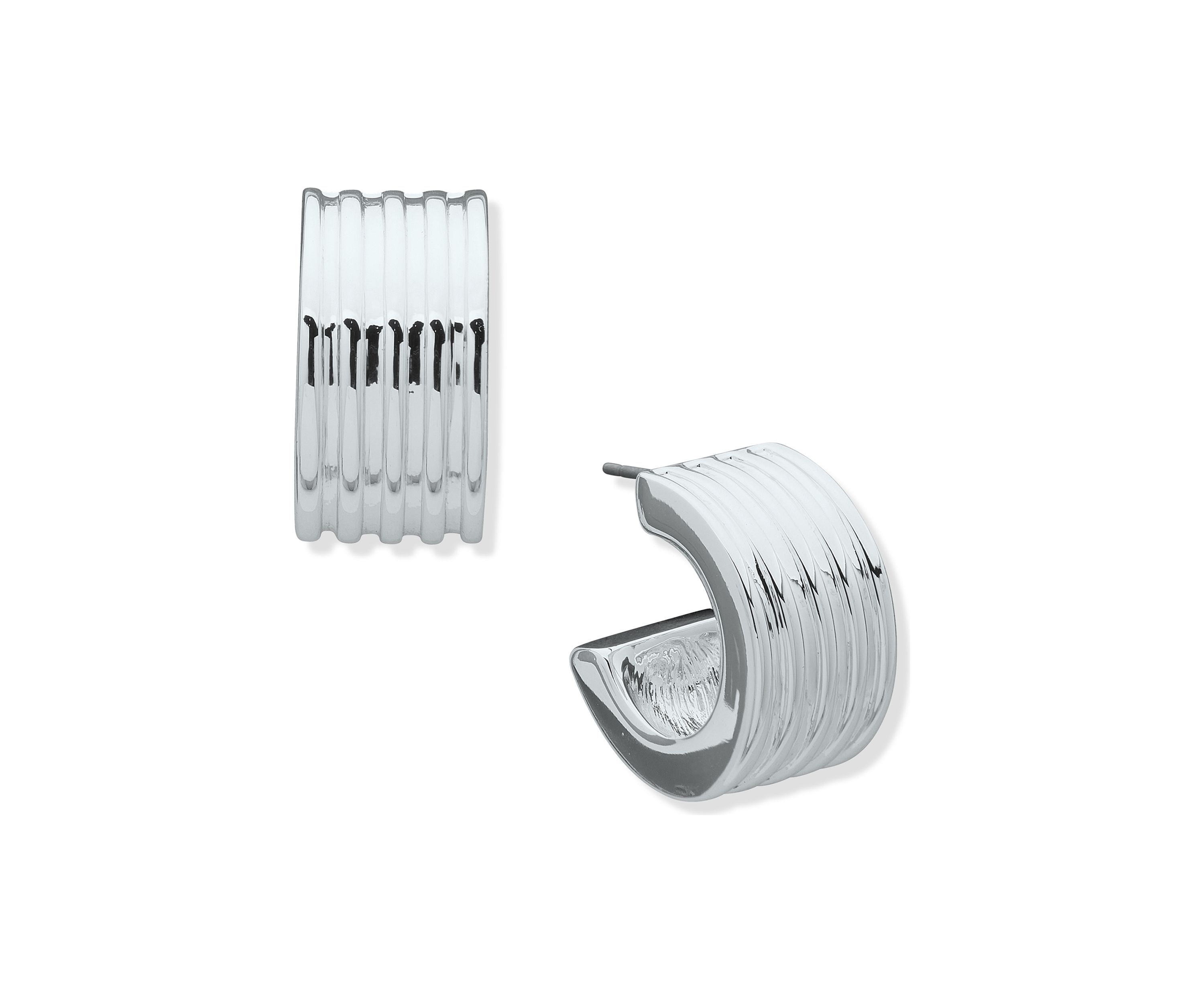 Silver Tone 20 Millimeter Wide Textured Hoop Earrings