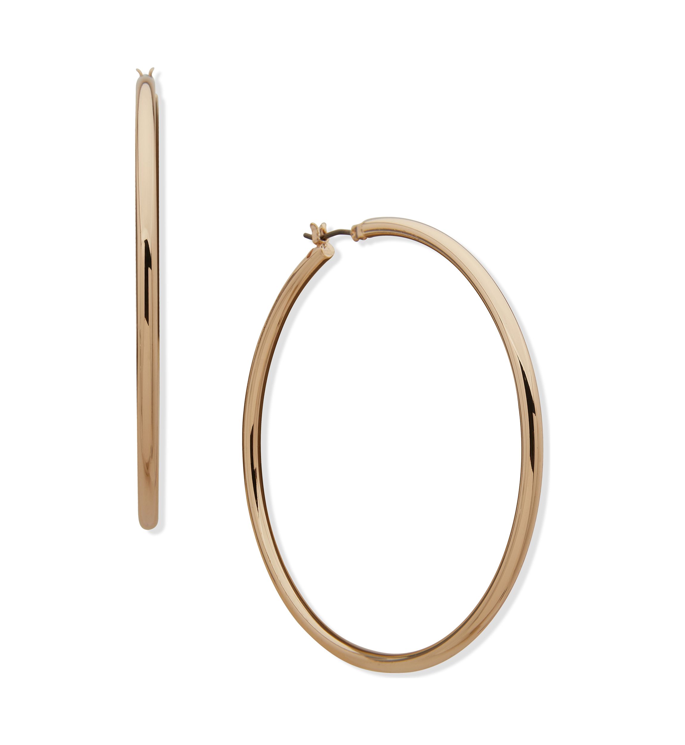 Gold Tone 65 Millimeter Large Hoop Earrings