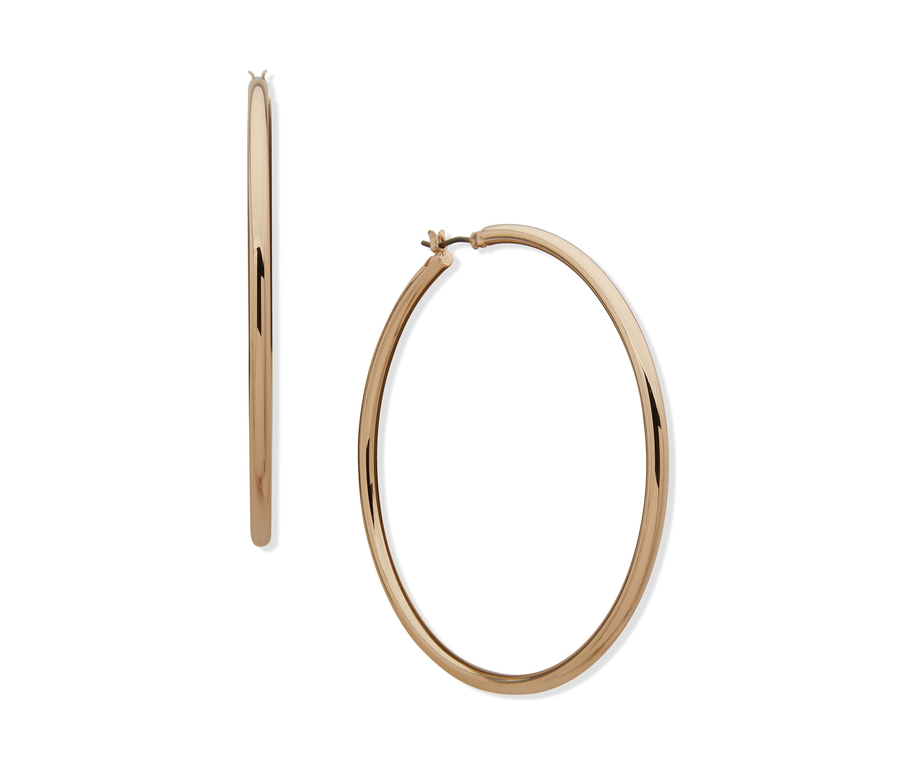 Gold Tone 65 Millimeter Large Hoop Earrings