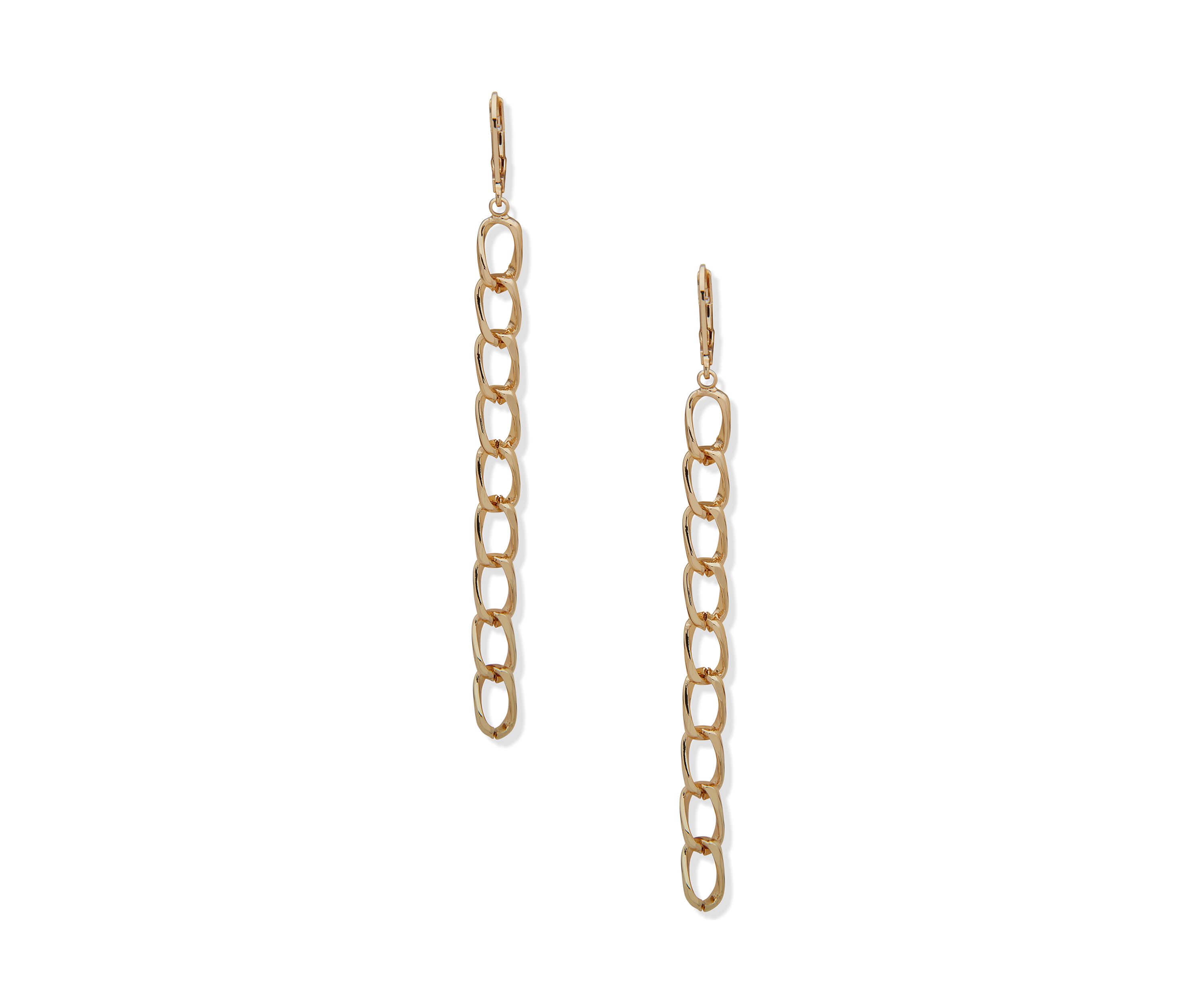 Gold Tone Chain Linear Earrings