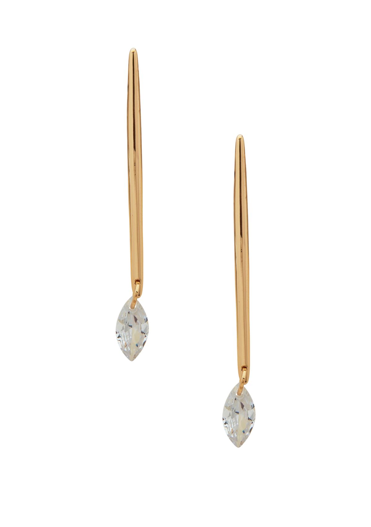 Gold Tone Crystal Linear Drop Earrings