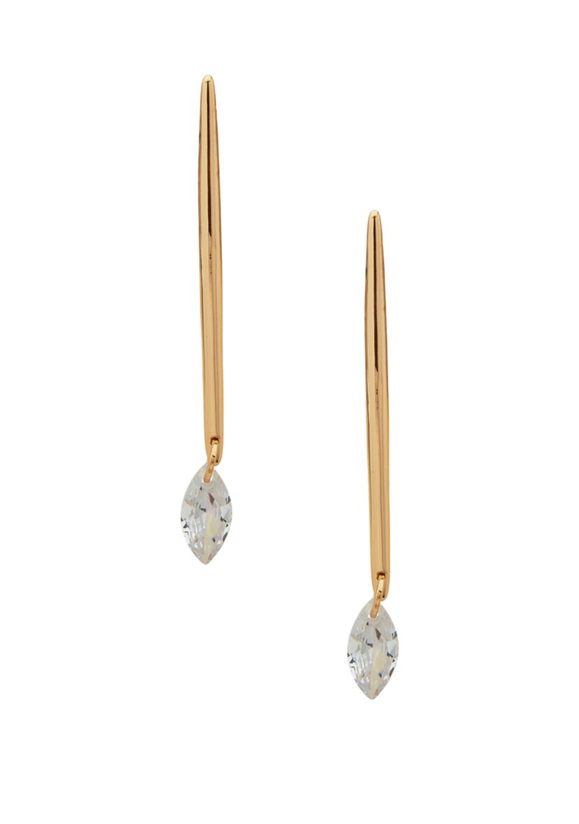 Gold Tone Crystal Linear Drop Earrings