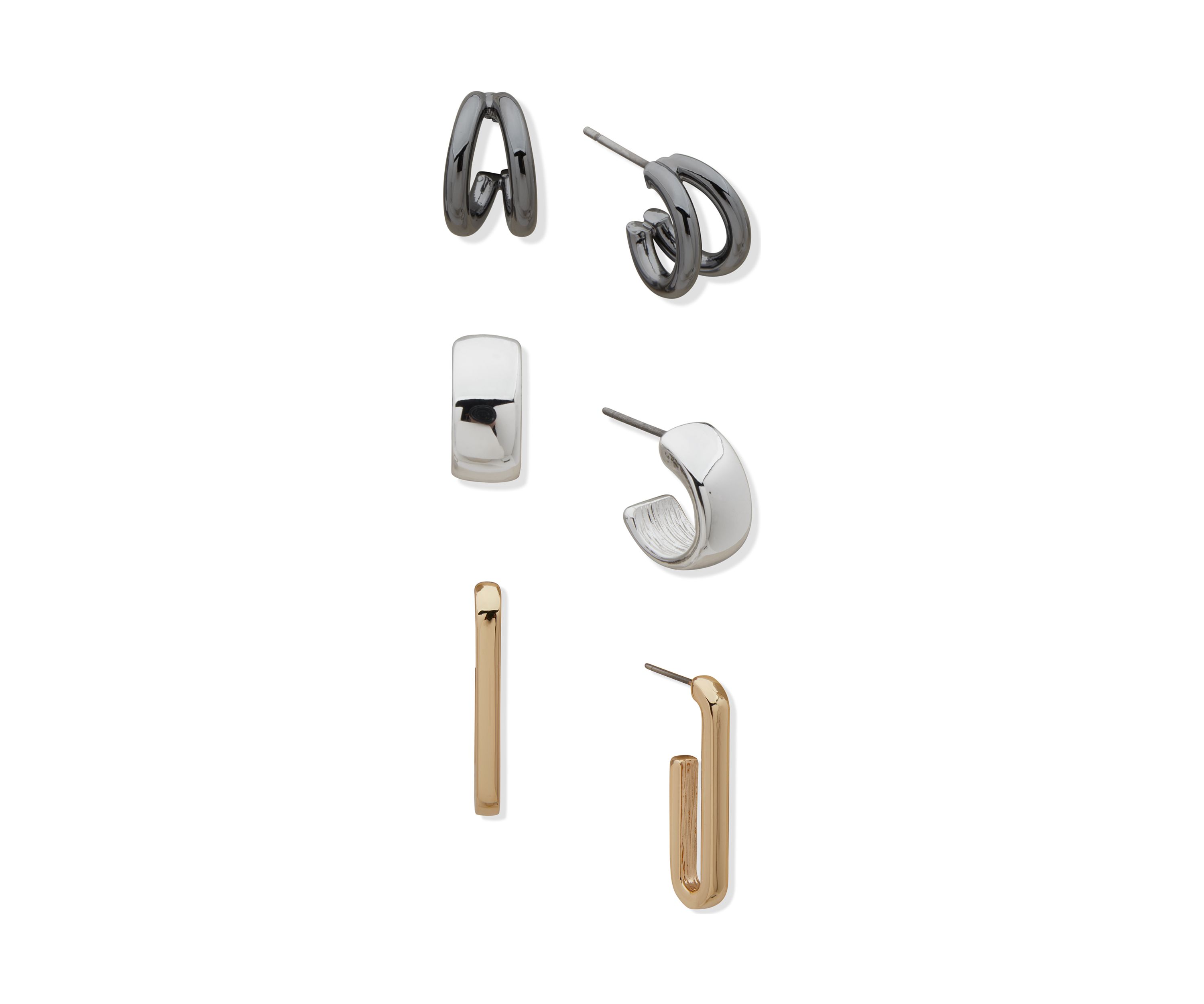 Tri Tone Hoop Trio Earrings