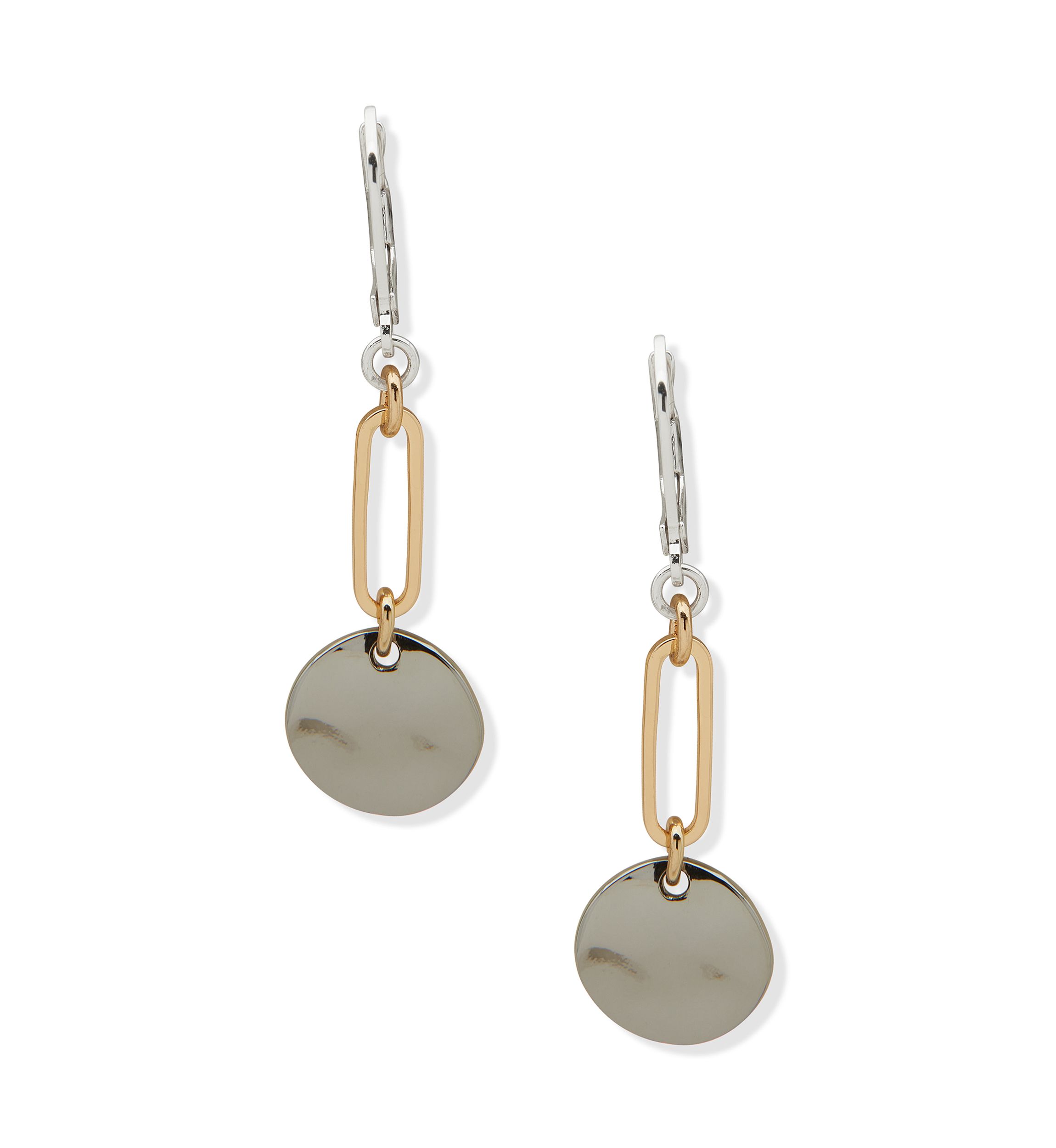 Tri Tone Wavy Double Drop Earrings