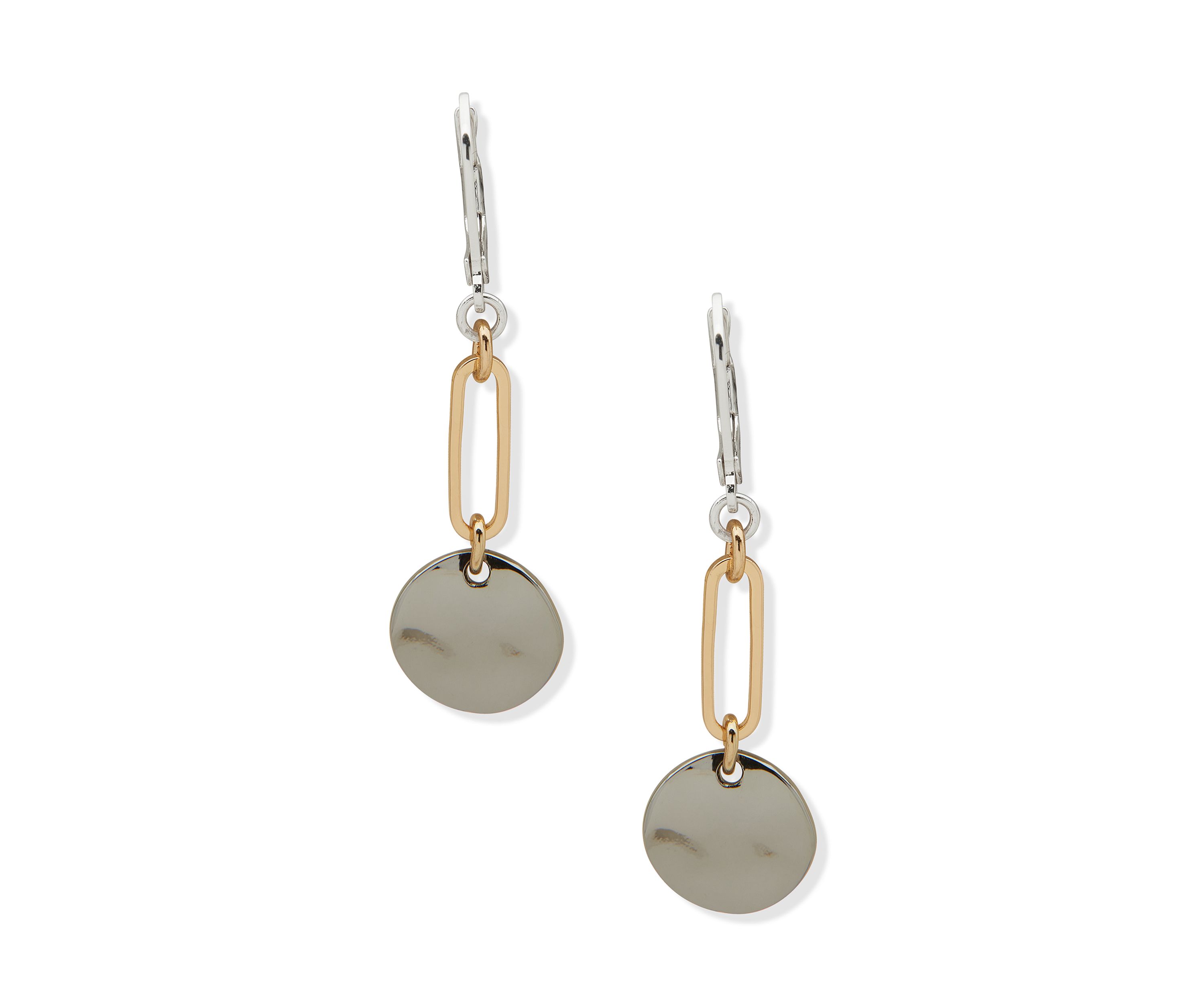 Tri Tone Wavy Double Drop Earrings