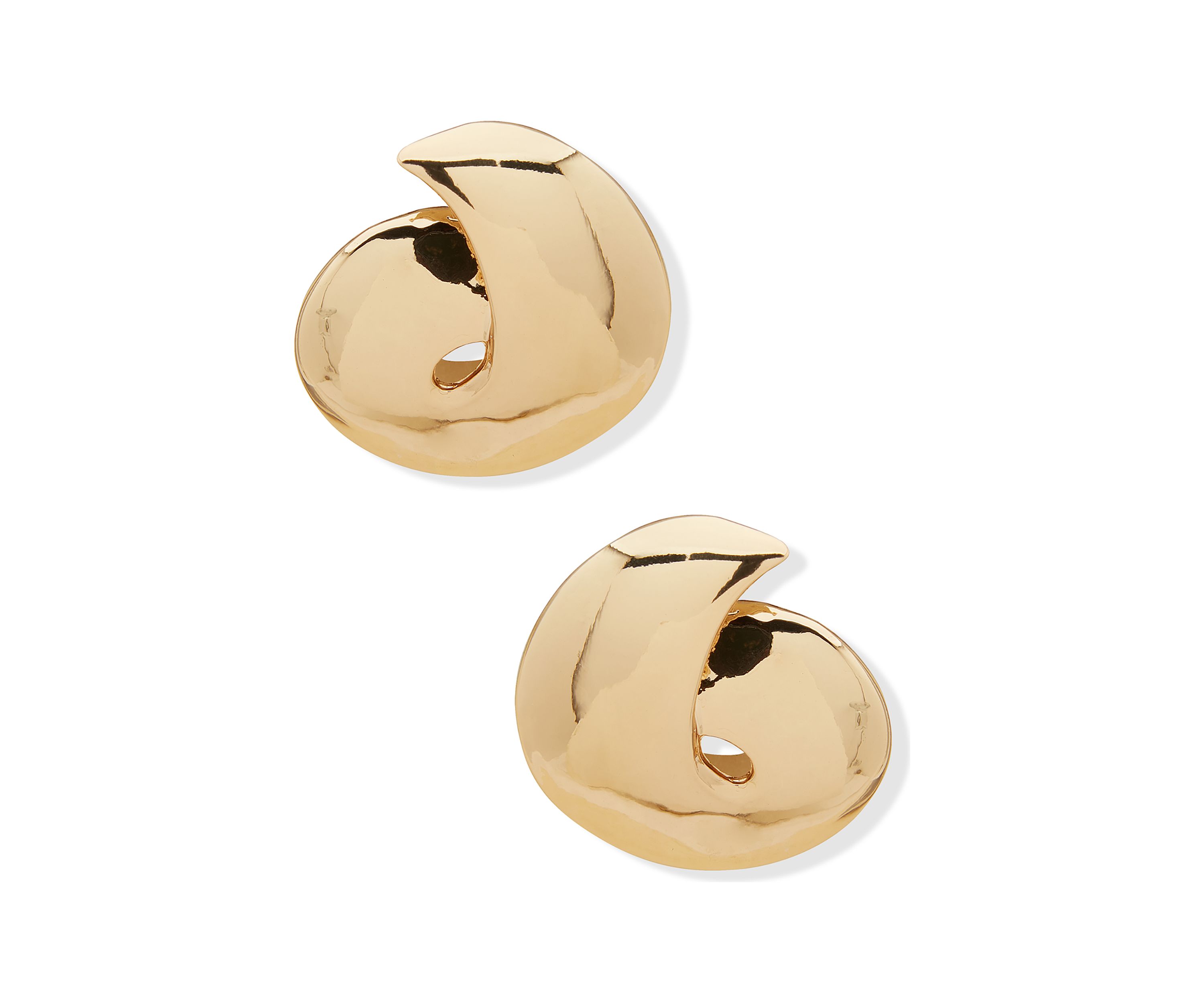 Gold Tone Swirl Stud Post Button Earrings