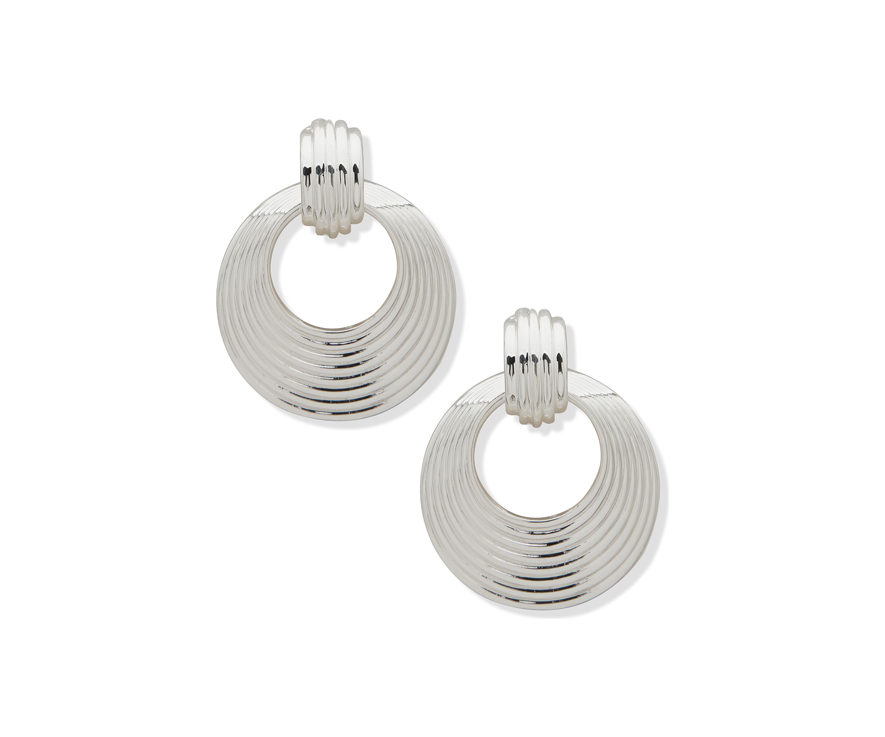 Silver Tone Twisted Doorknocker Earrings