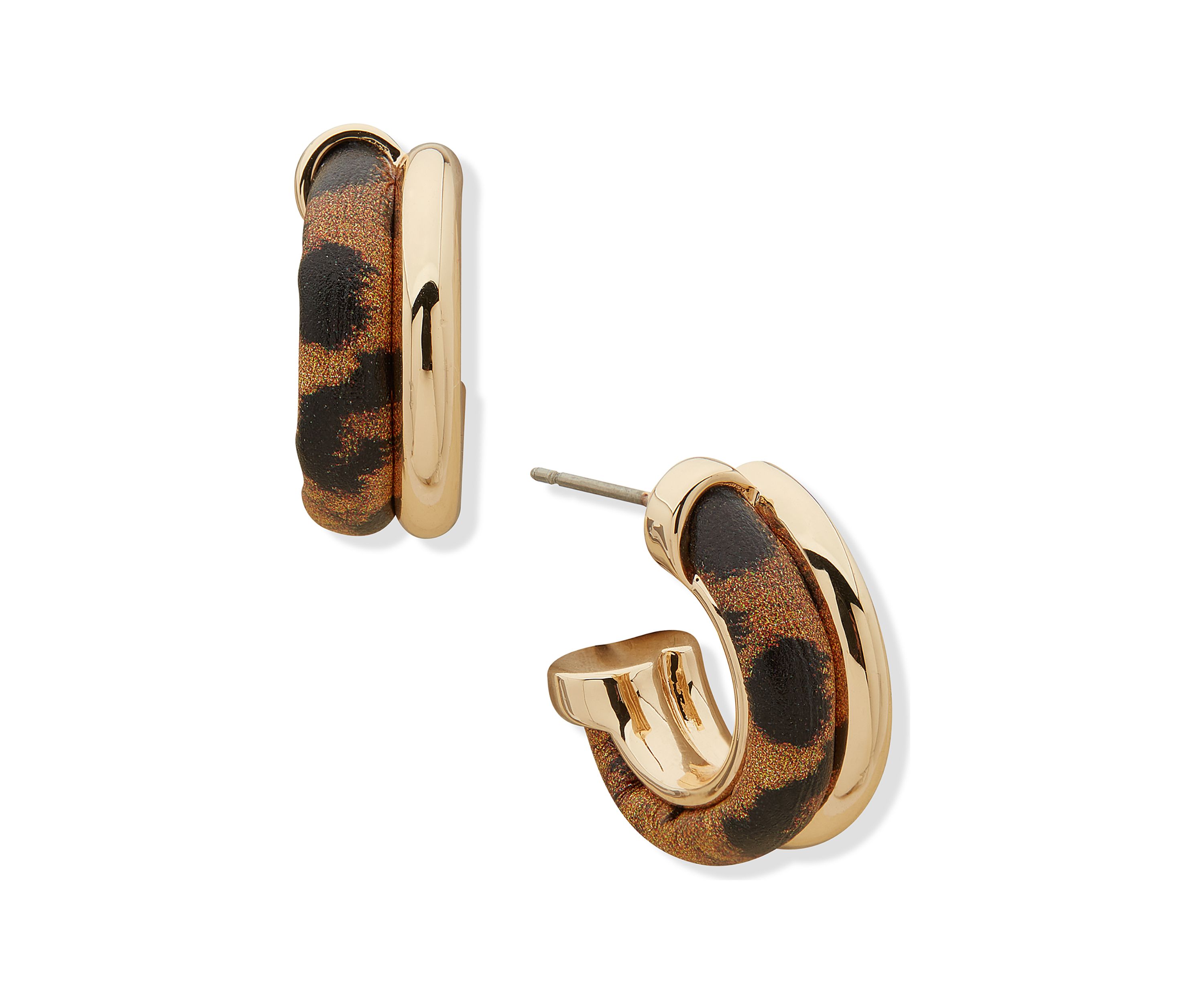 Gold Tone Brown 20 Millimeter Huggie Post Earrings