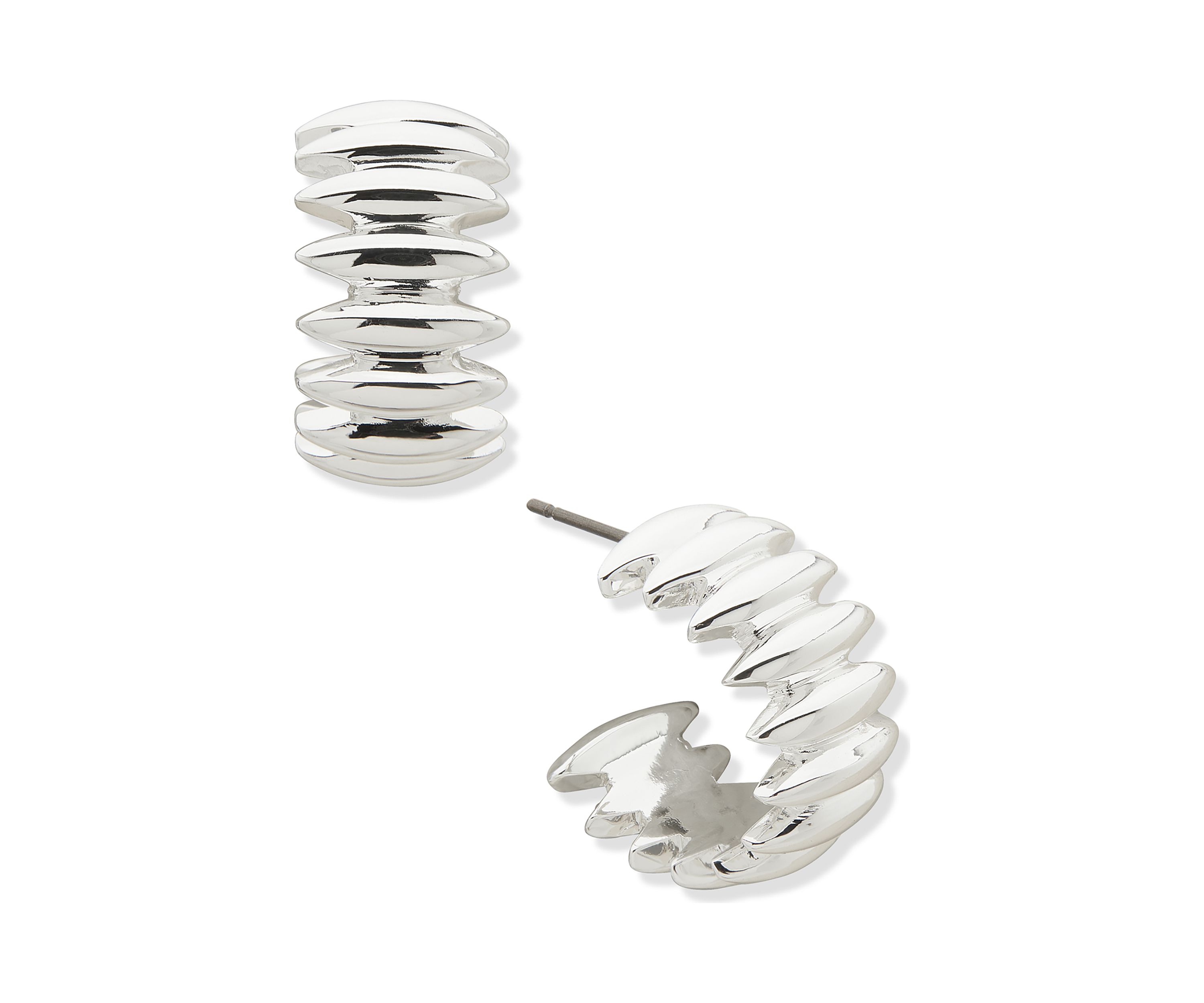 Silver Tone 22 Millimeter Marquise Hoop Earrings