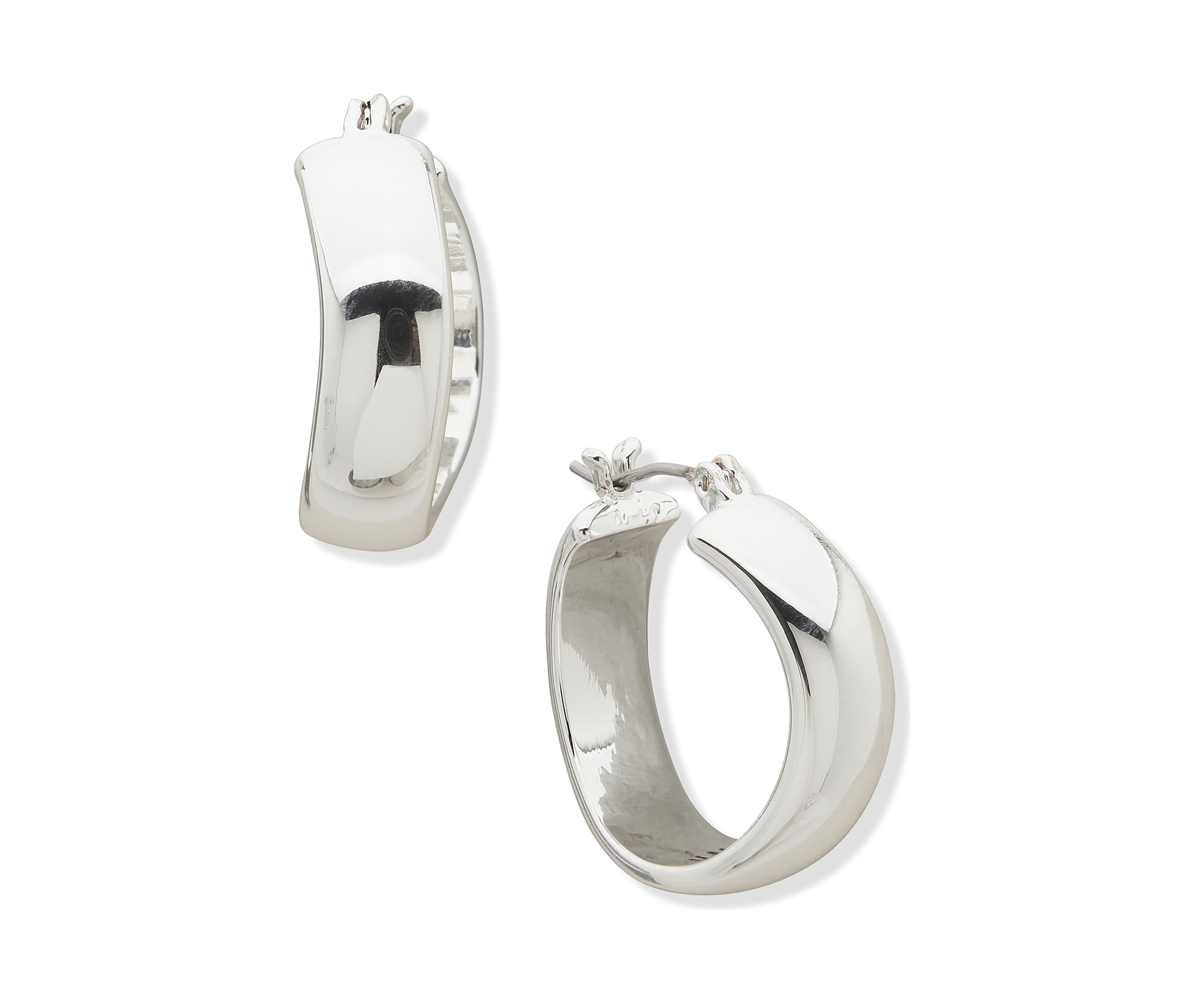 Silver Tone 24 Millimeter Wavy Hoop Earrings