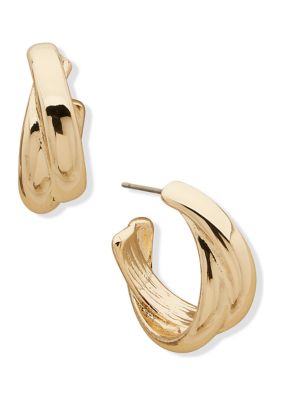 Gold Tone 25 Millimeter Layered Hoop Earrings