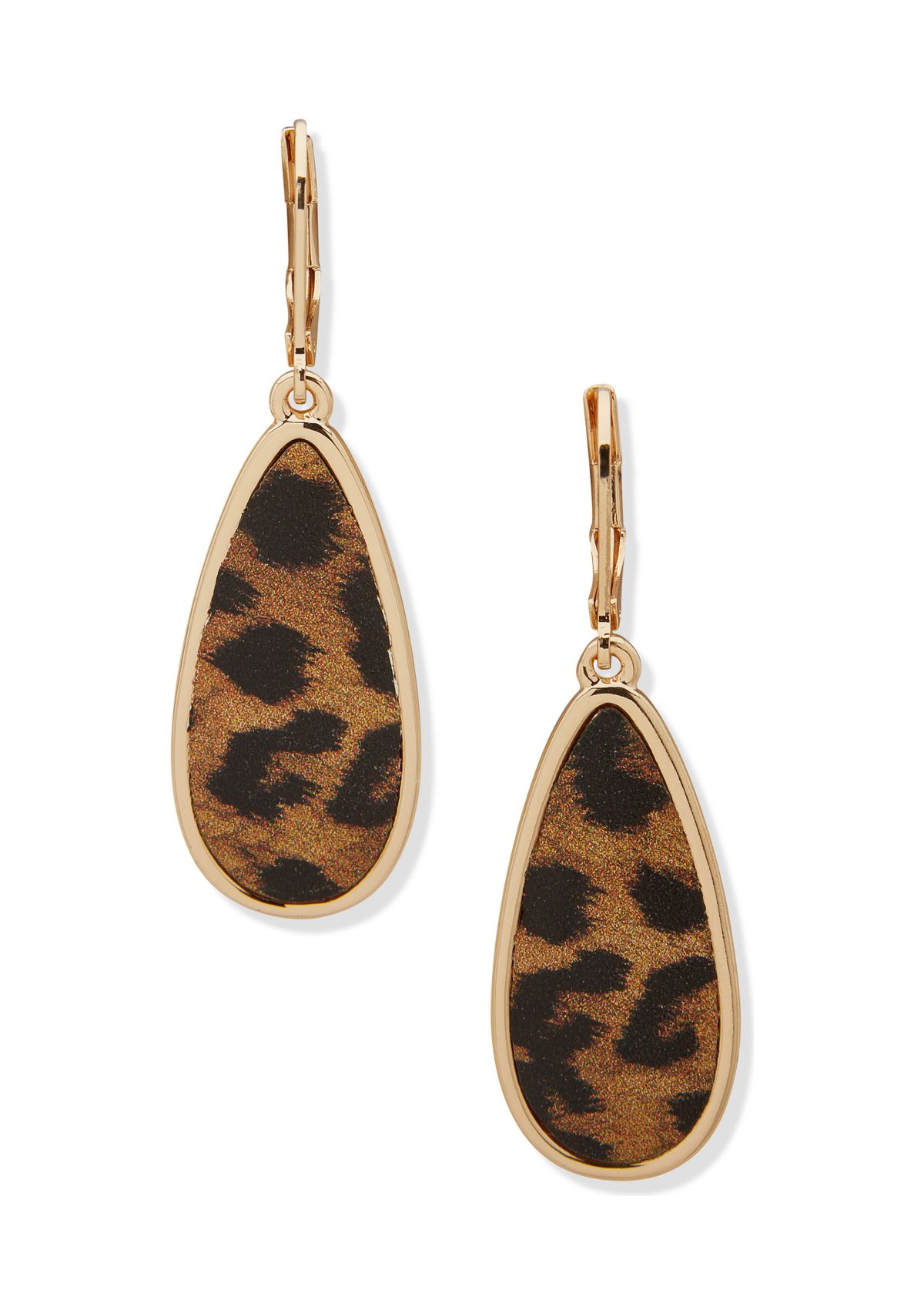 Gold Tone Brown Large Teardrop Earrings