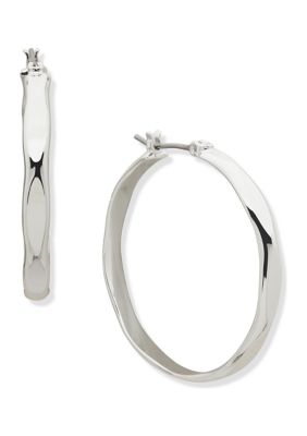 Nine West Flat Wavy Hoop Earrings