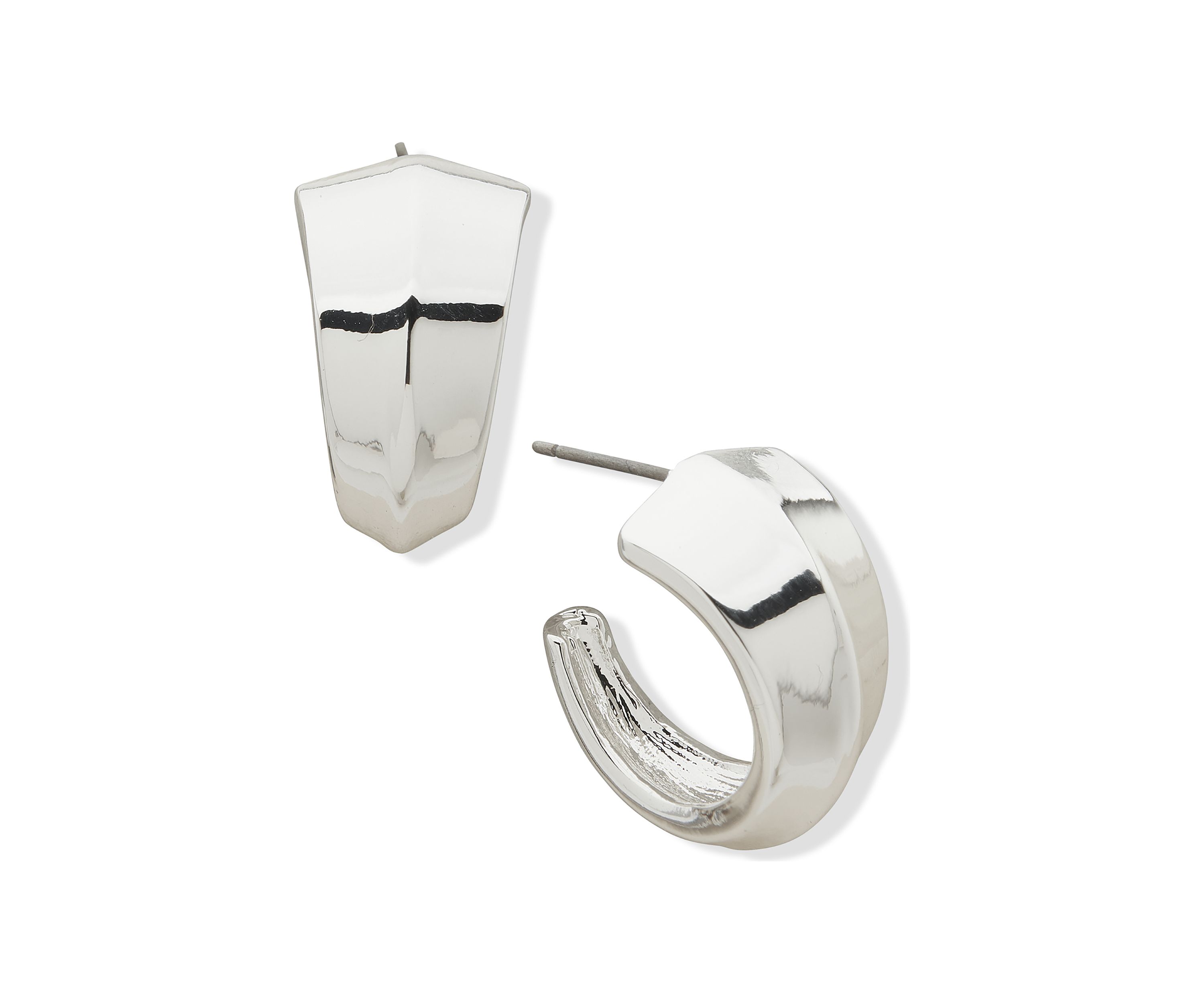 Silver Tone 22 Millimeter Small C Hoop Earrings