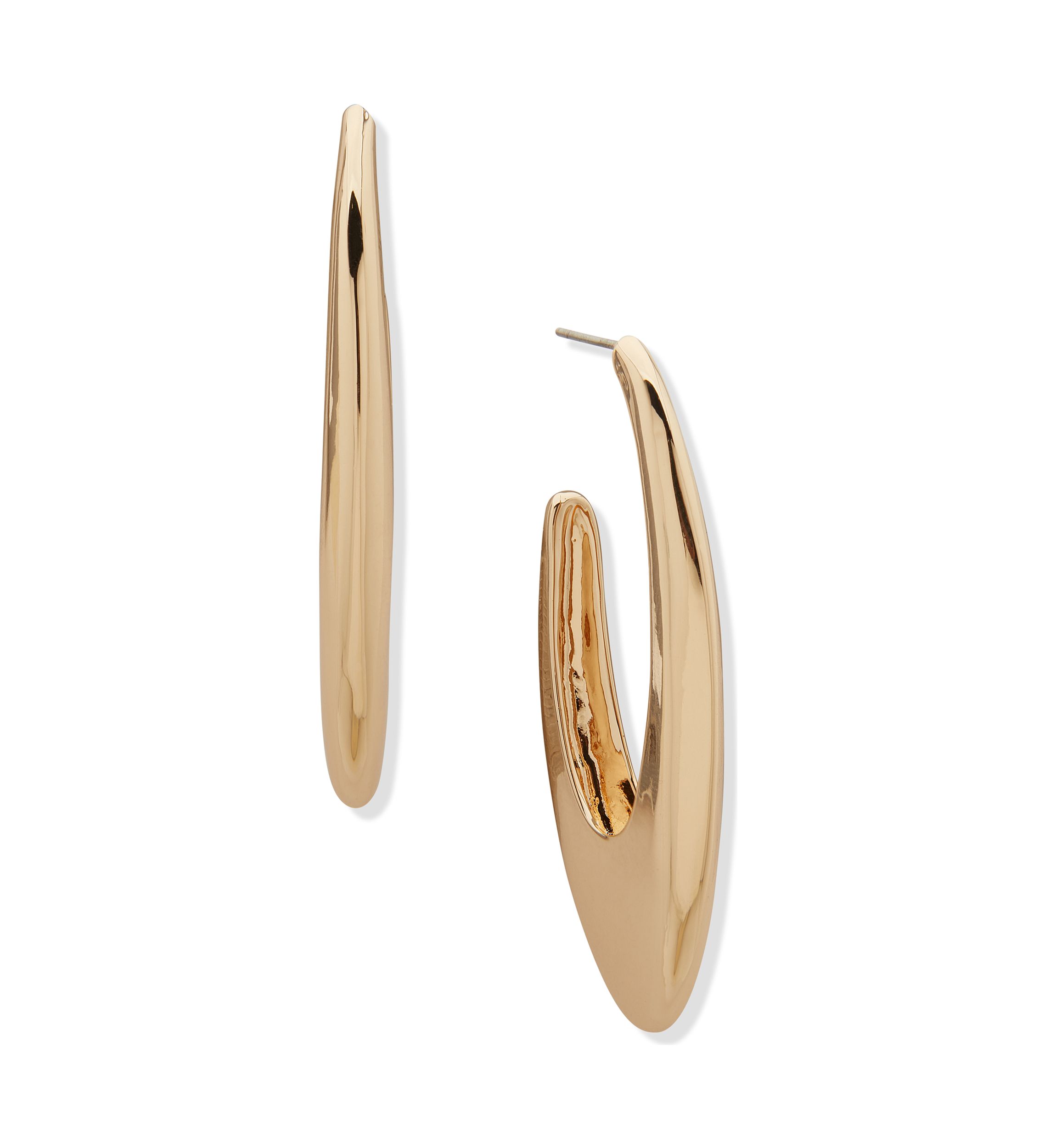 Gold Tone 55 Millimeter Tapered Hoop Earrings
