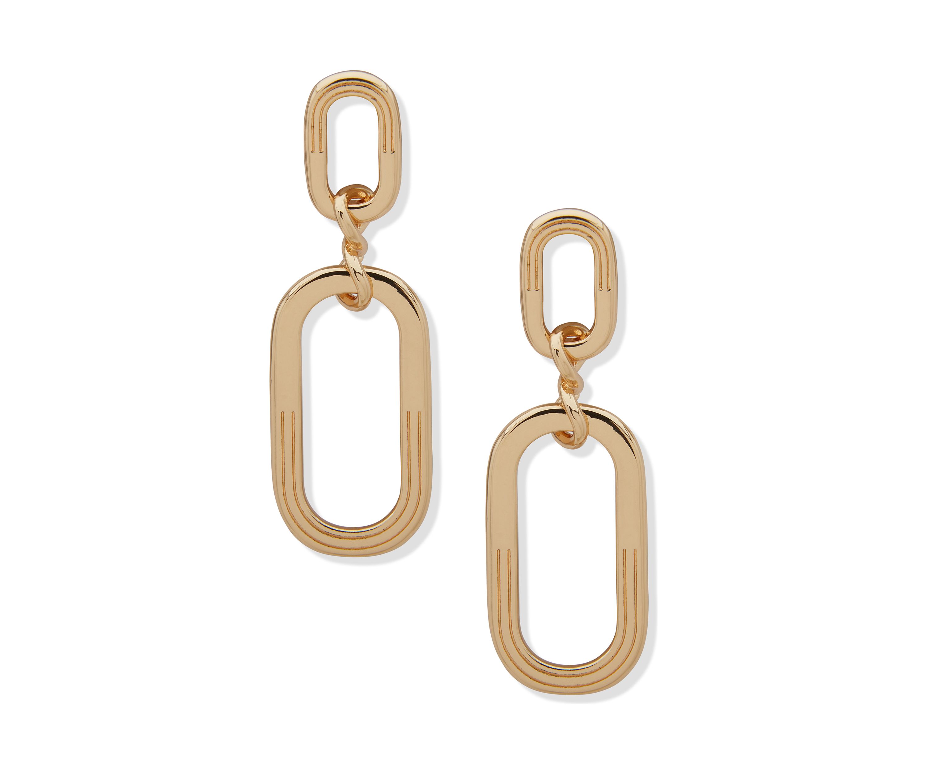 Gold Tone Link Drop Post Earrings