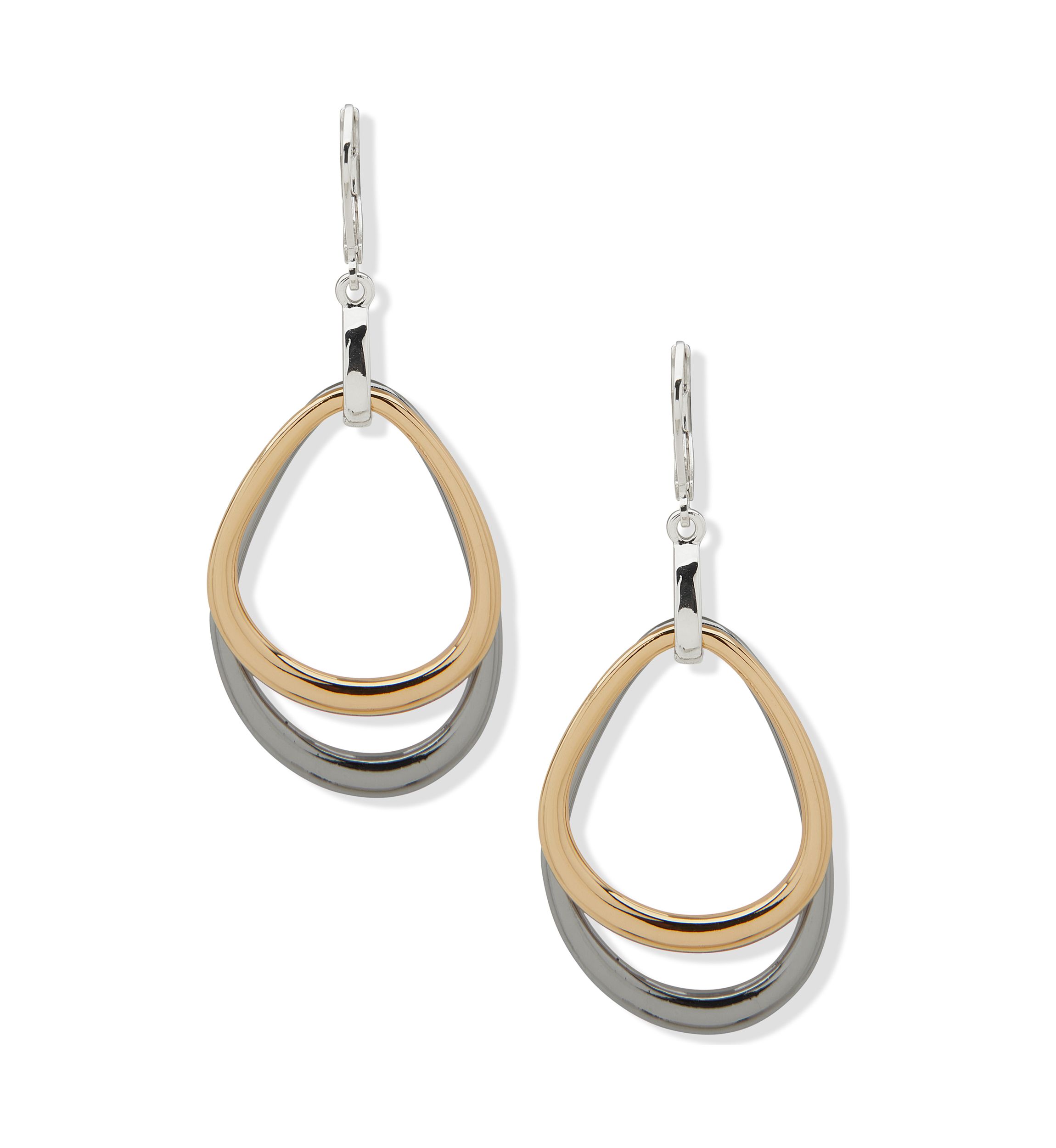 Tri Tone Multi Open Teardrop Earrings
