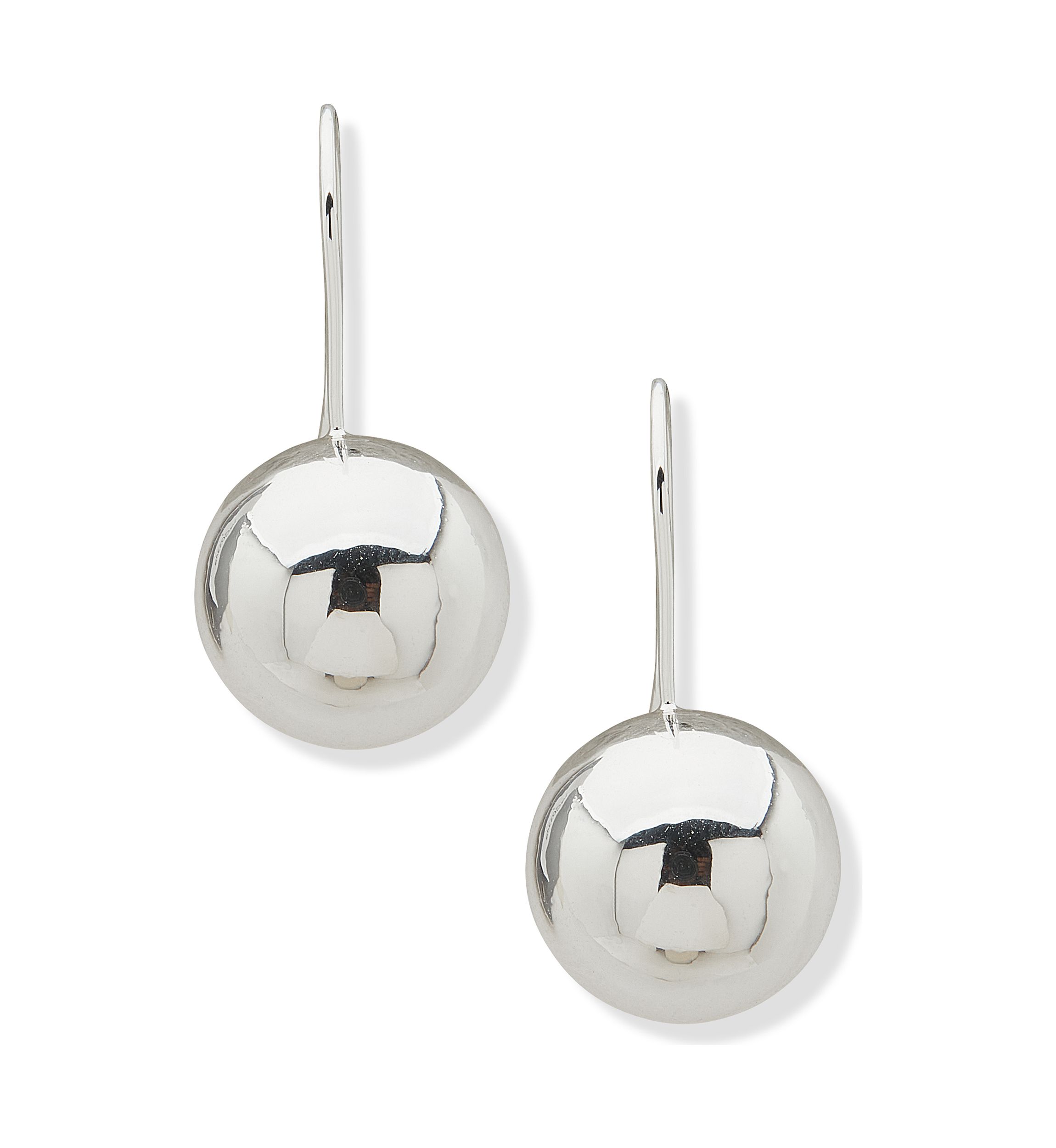 Silver Tone Puffy Ball Threader Earrings