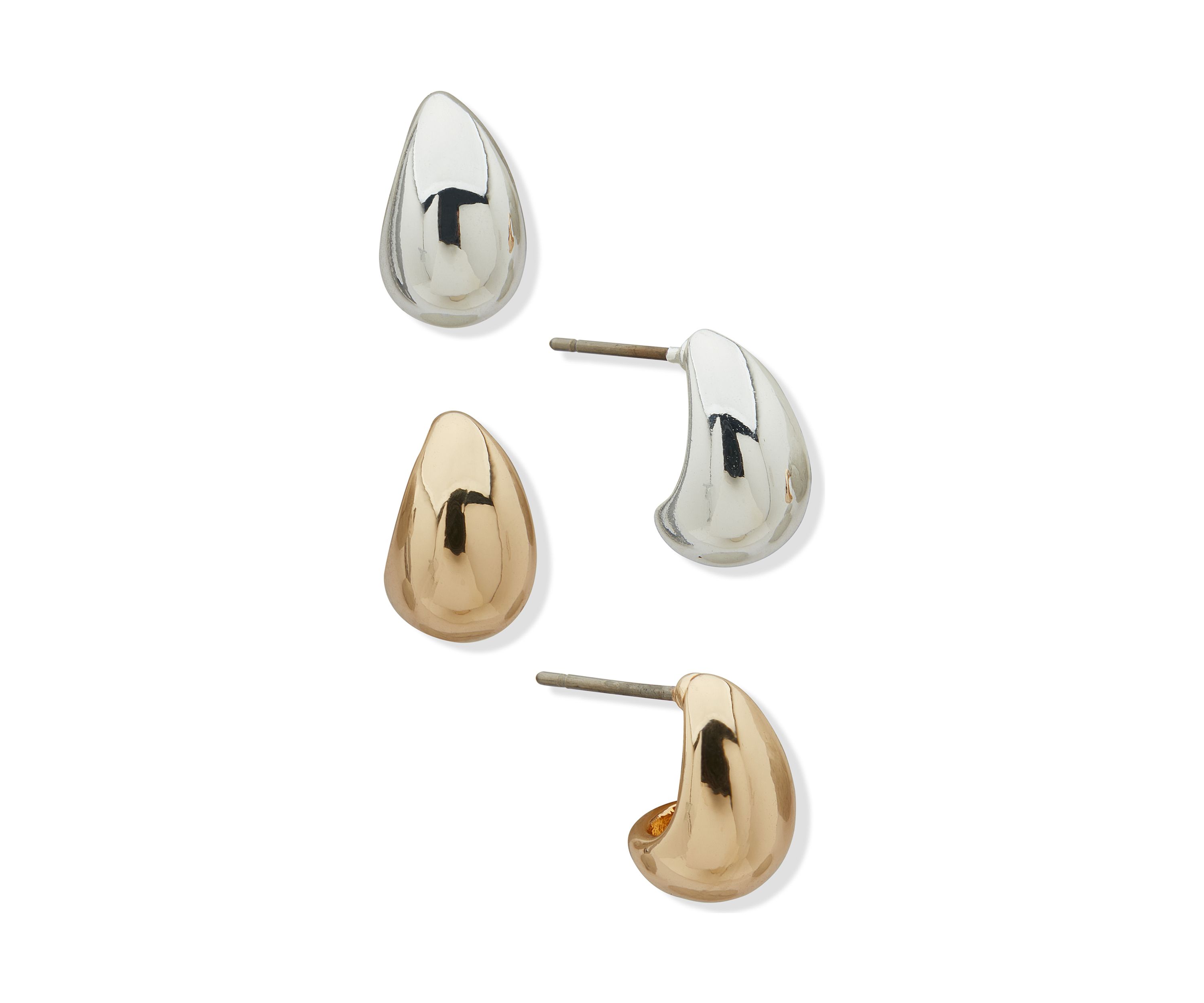 Two Tone Multi Puffy Teardrop Earrings Set