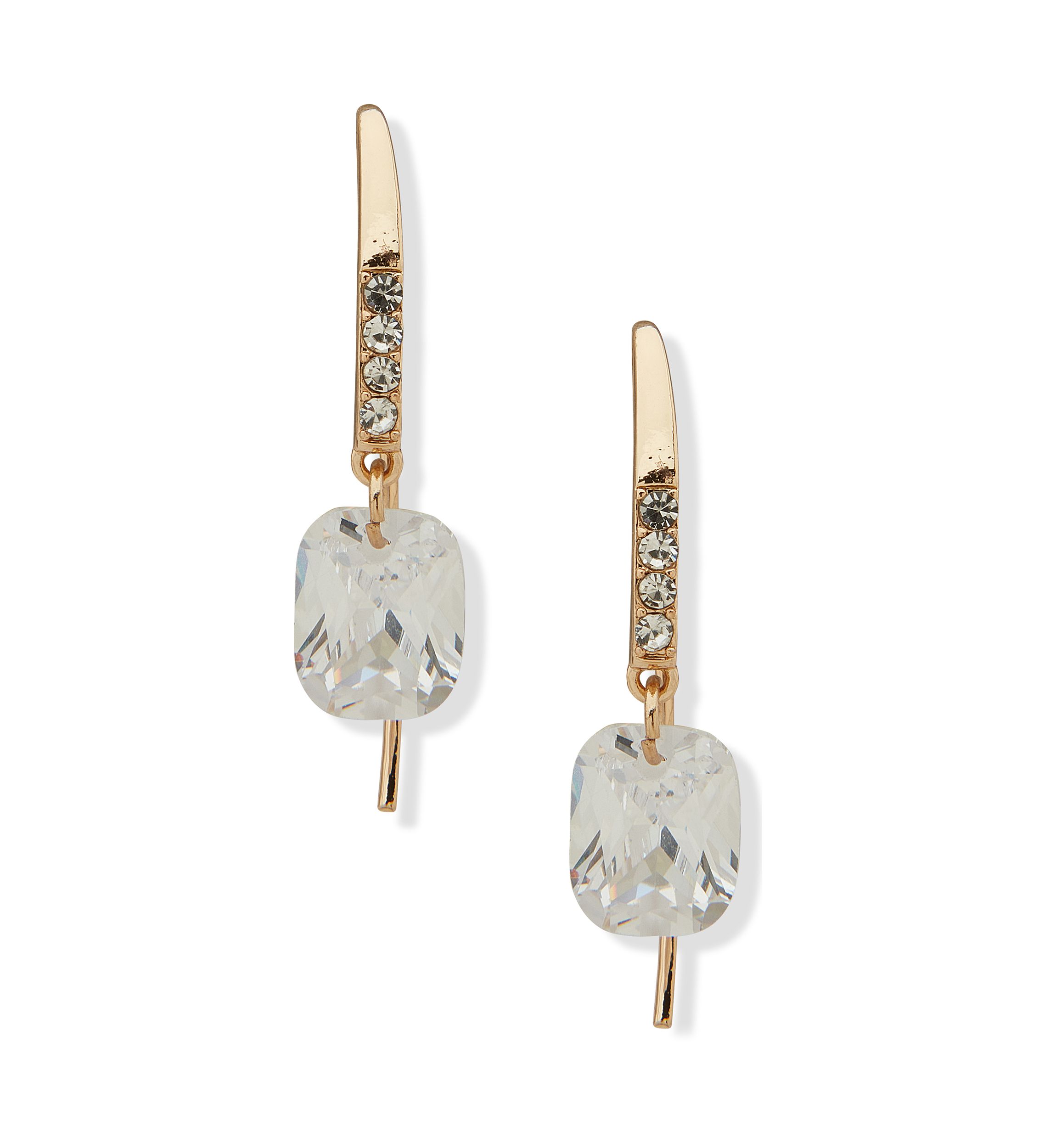 Gold Tone Crystal Stone Threader Earrings