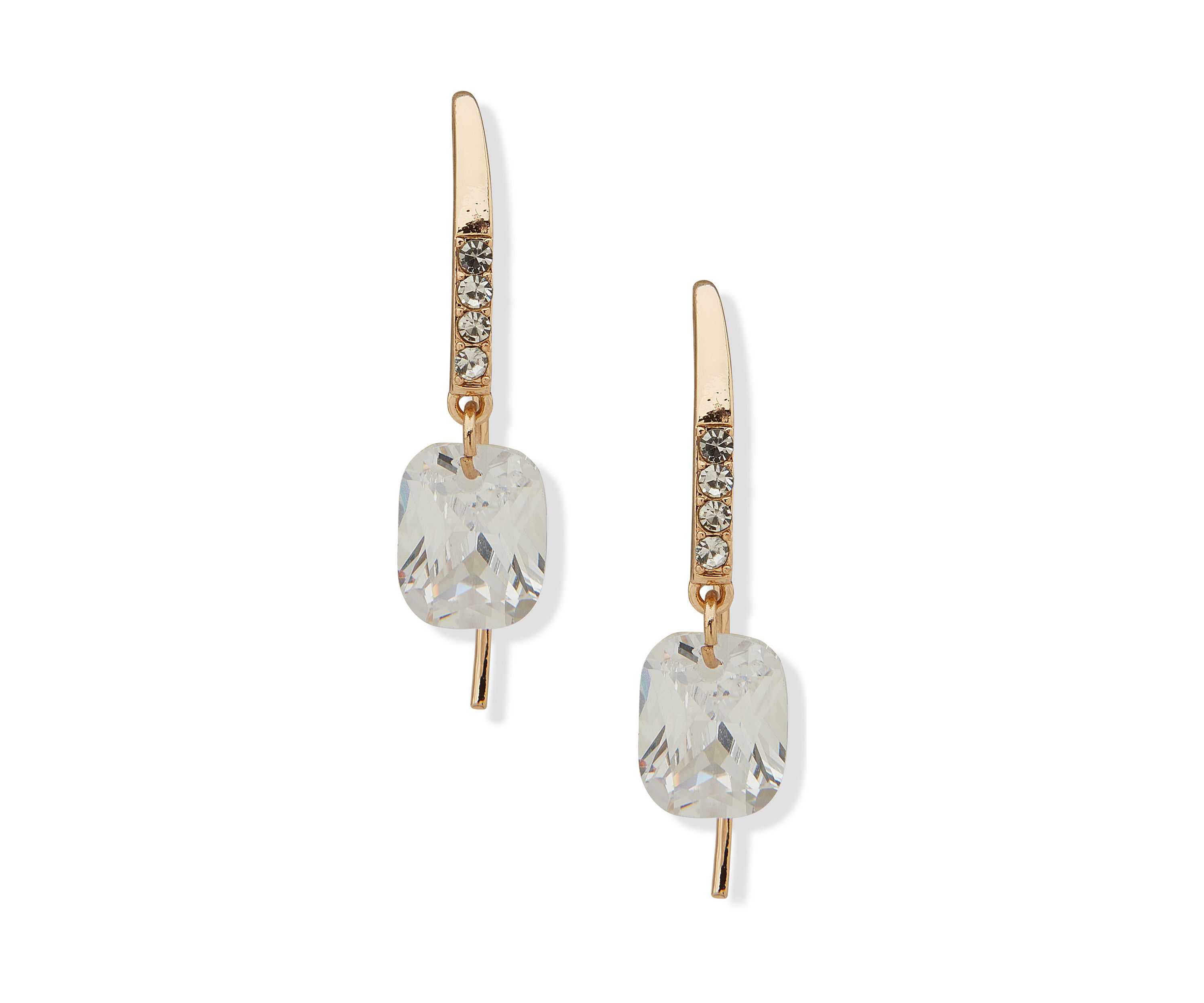 Gold Tone Crystal Stone Threader Earrings
