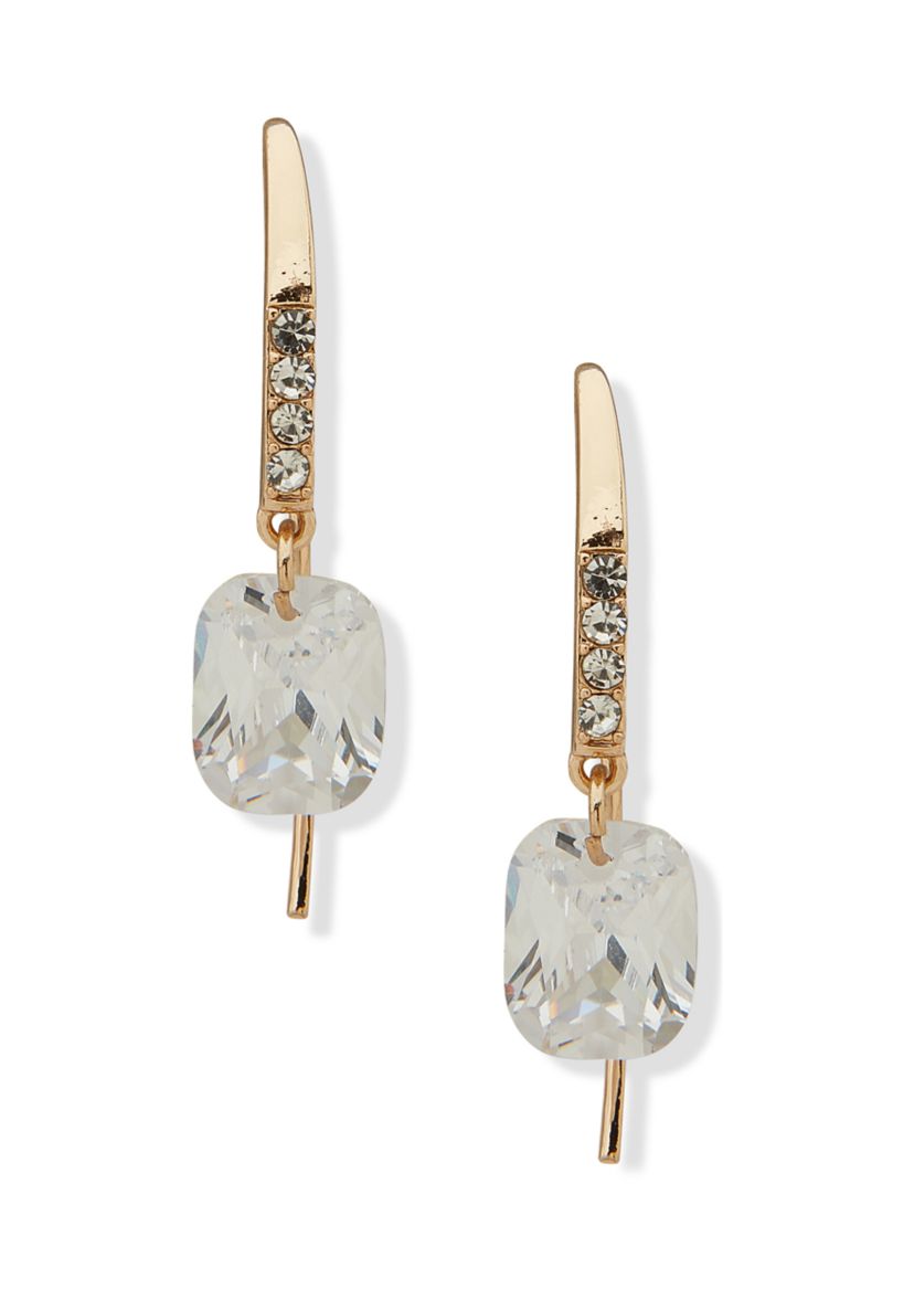 Gold Tone Crystal Stone Threader Earrings