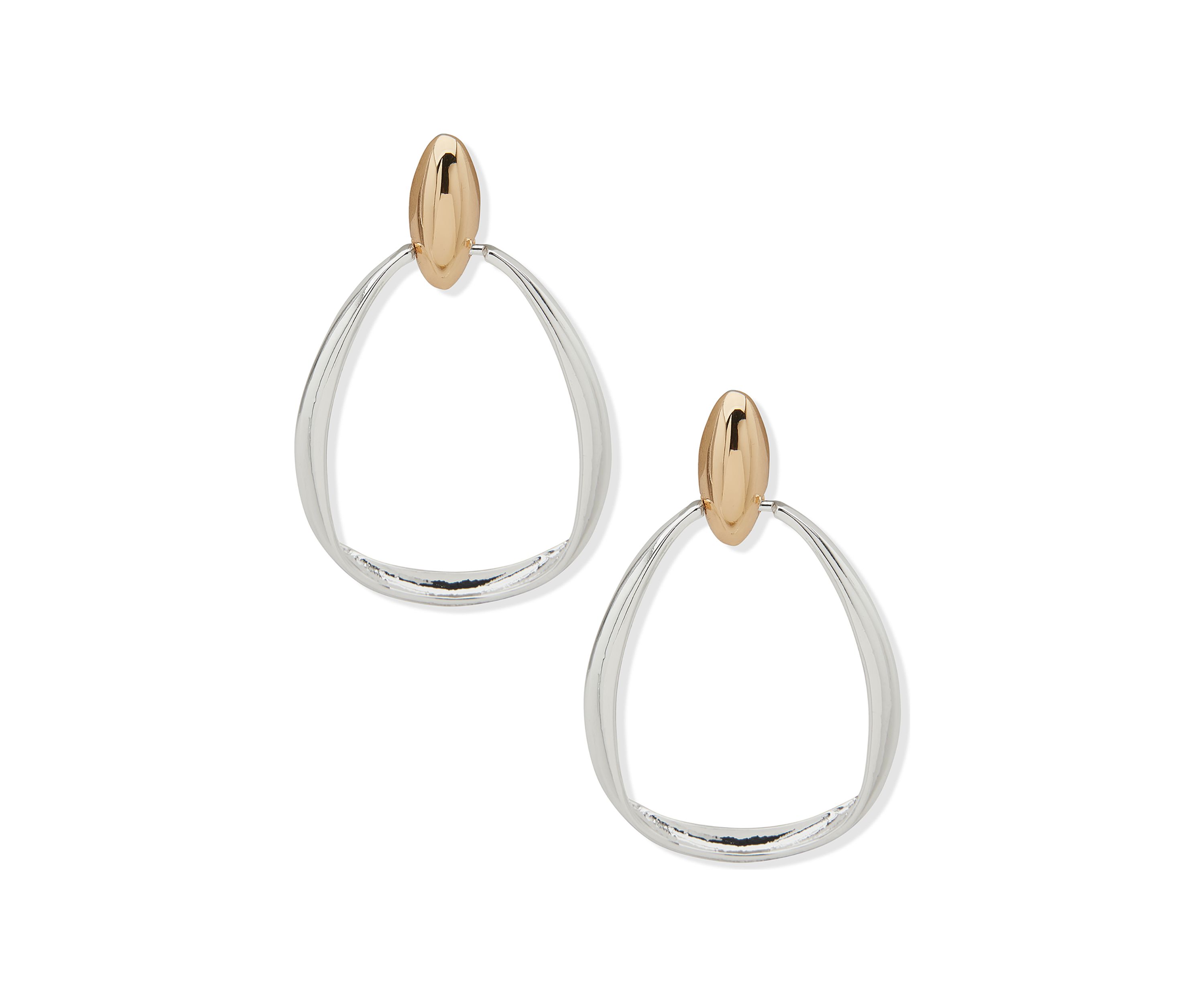 Two Tone Multi Twisted Doorknocker Earrings