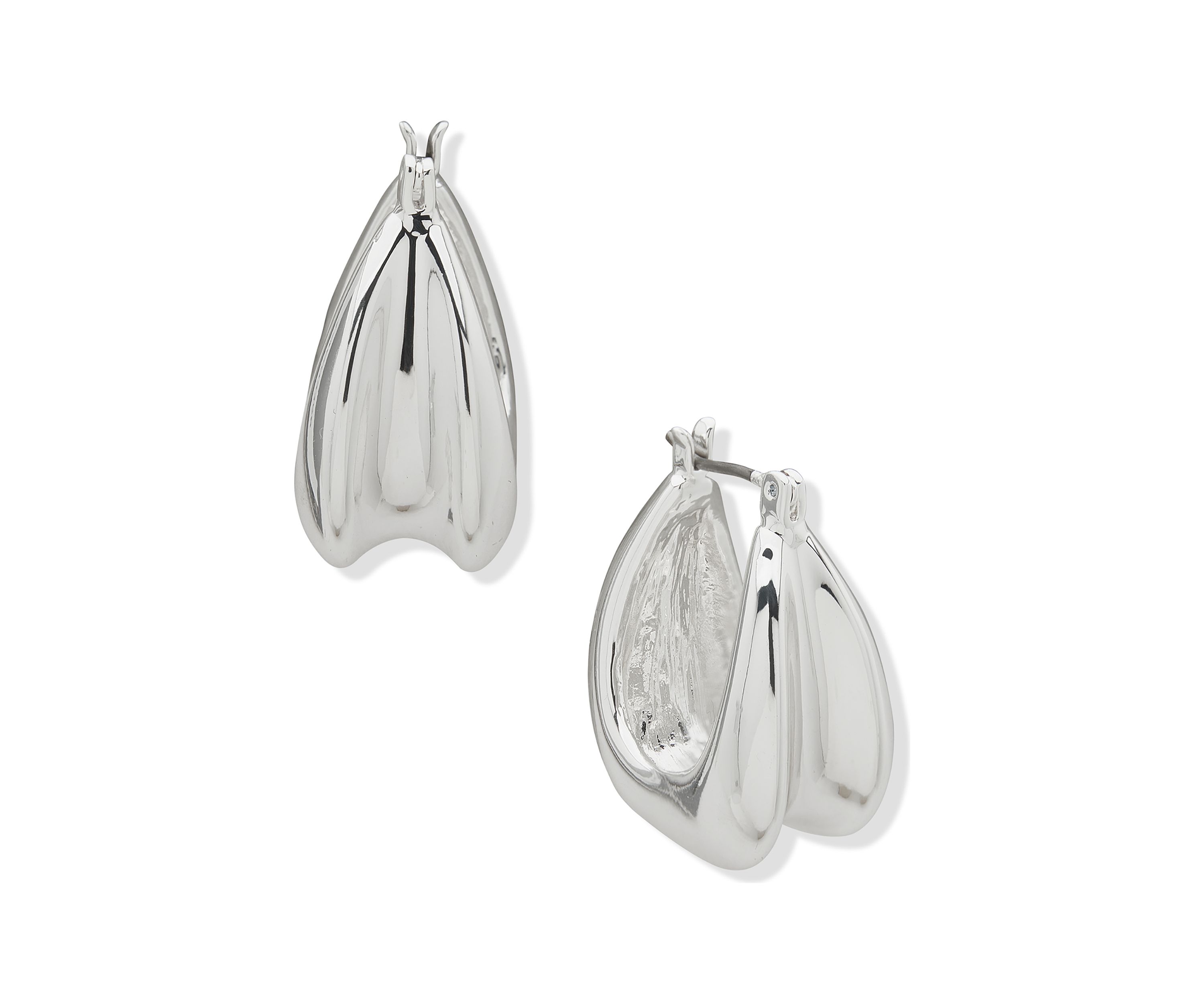 Silver Tone 22 Millimeter Sculpted Huggie Hoop Earrings