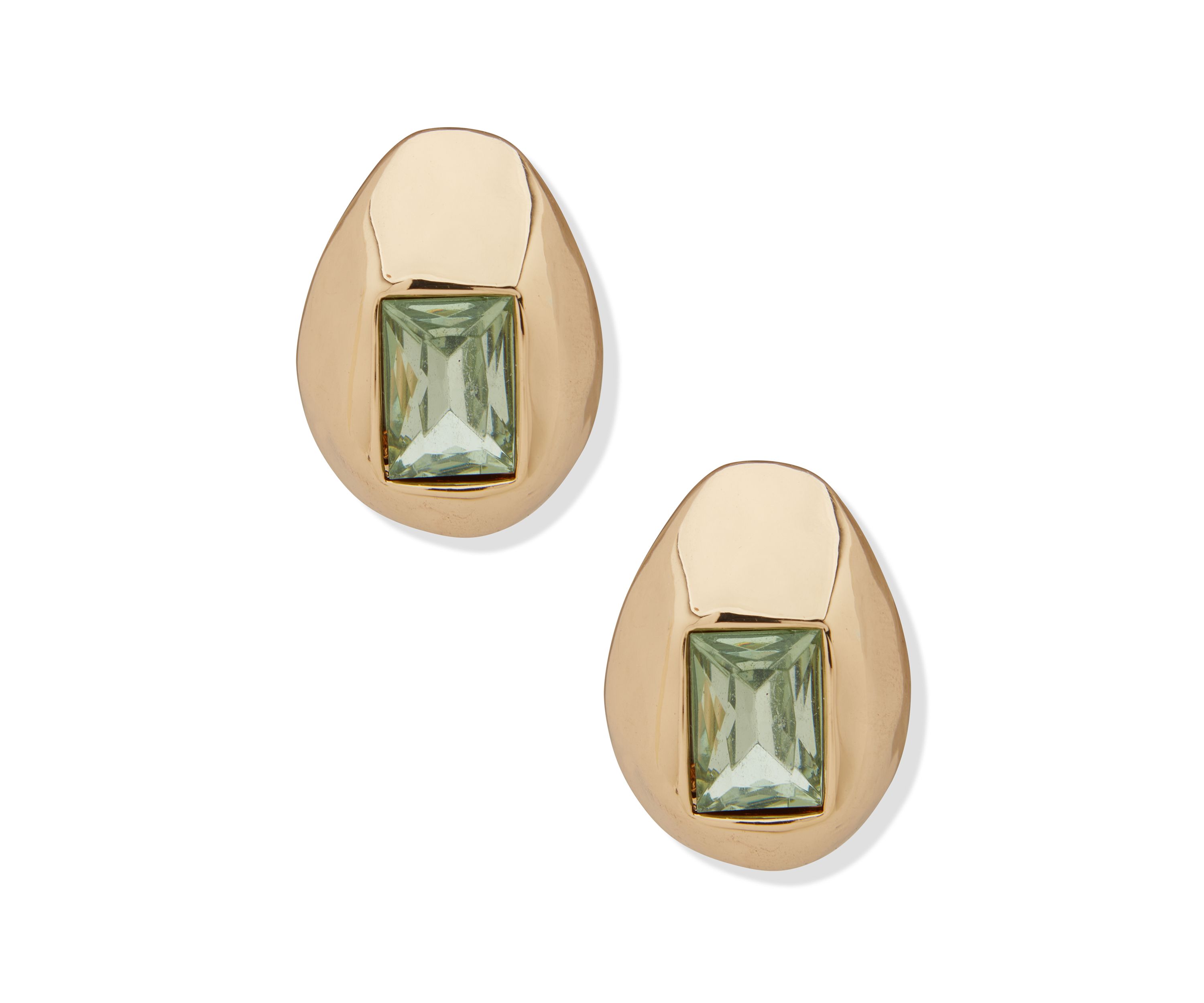 Gold Tone Green 24 Millimeter Geode Huggie Earrings