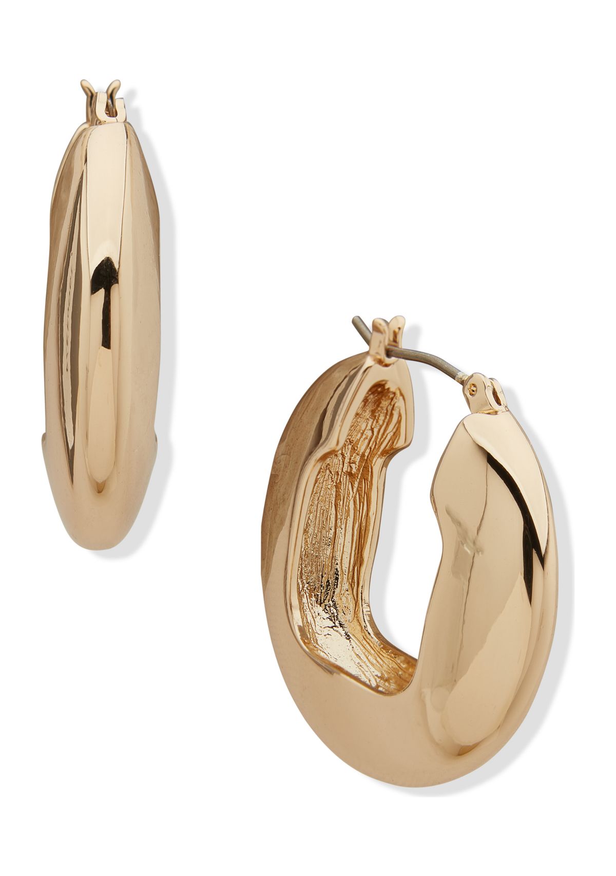 Gold Tone 30 Millimeter Puffy Hoop Earrings