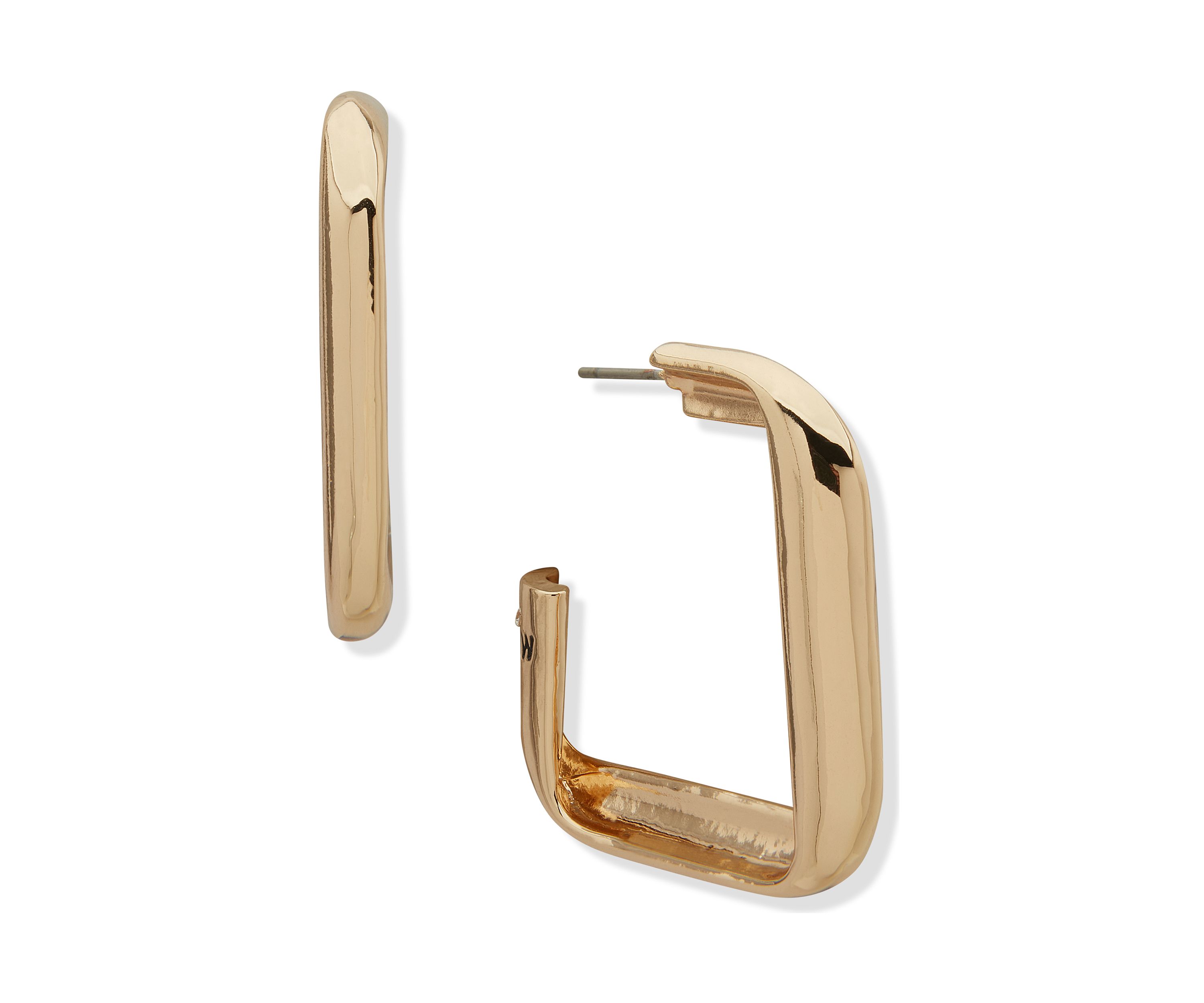 Gold Tone Twisted Square Hoop Earrings