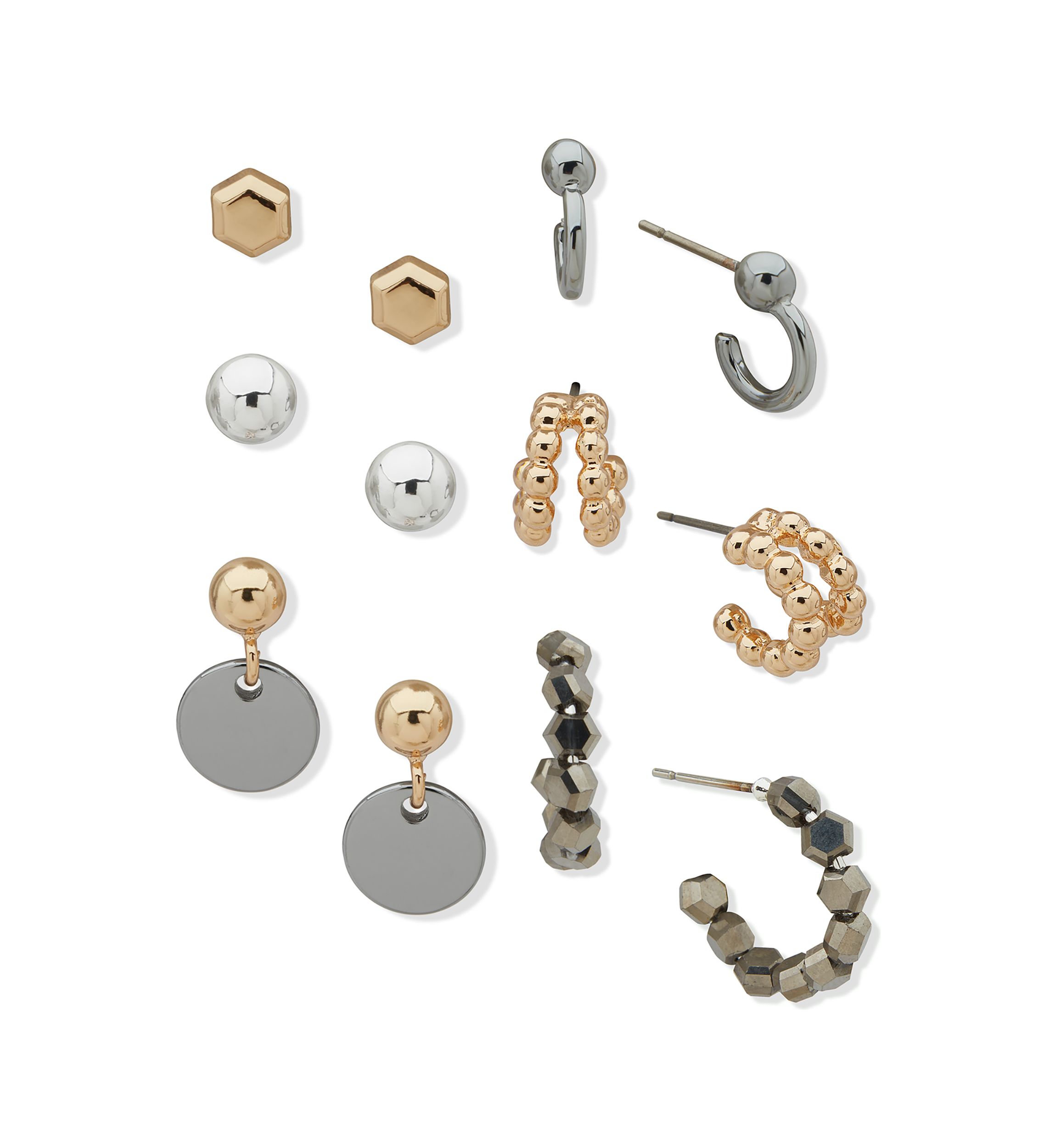 Tri Tone Multi 6 Pack Earrings Set