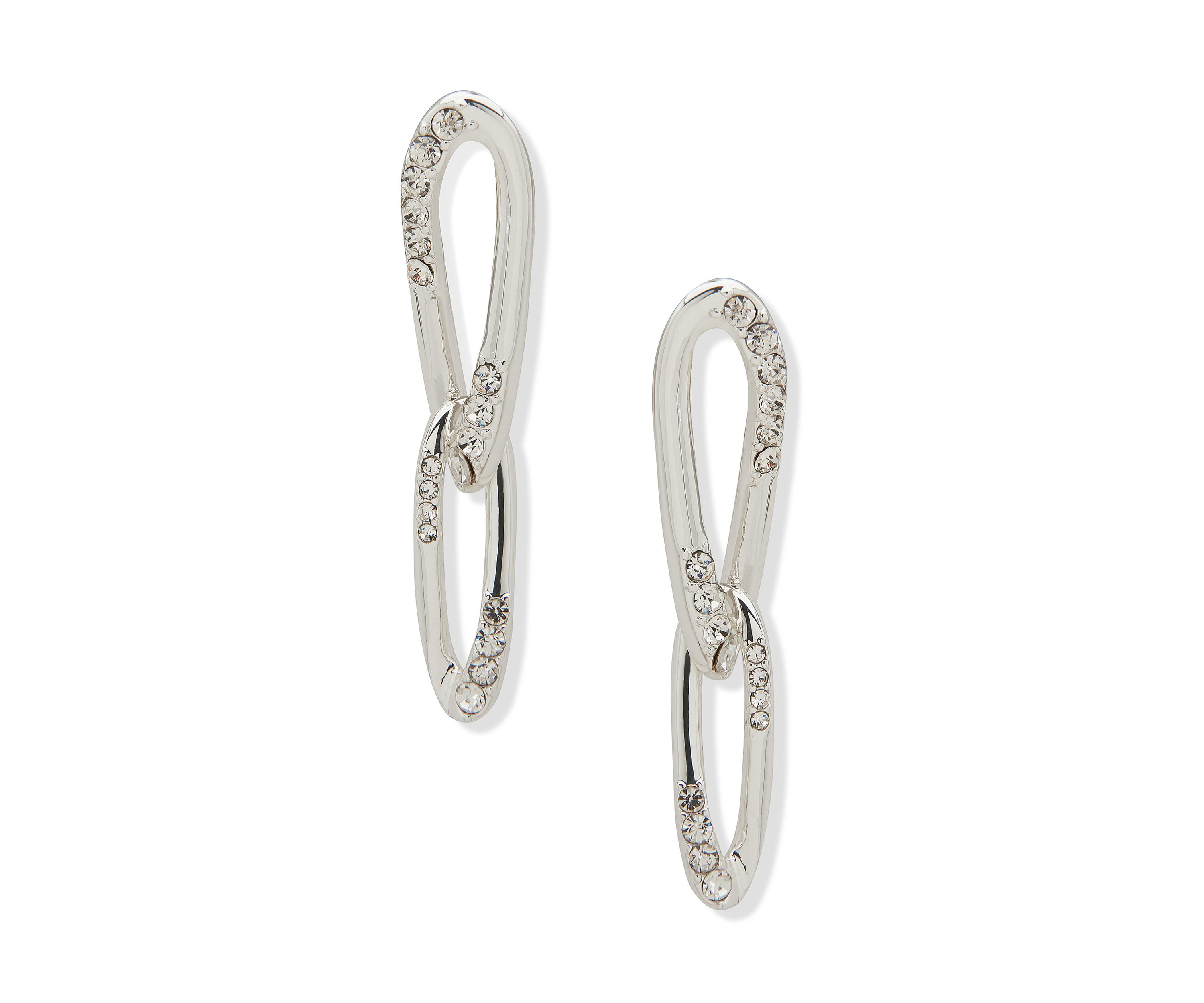 Silver Tone Crystal Linear Earrings