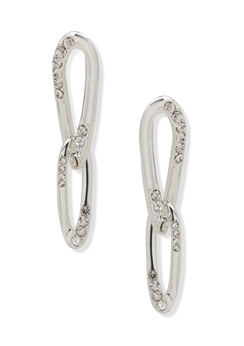 Silver Tone Crystal Linear Earrings