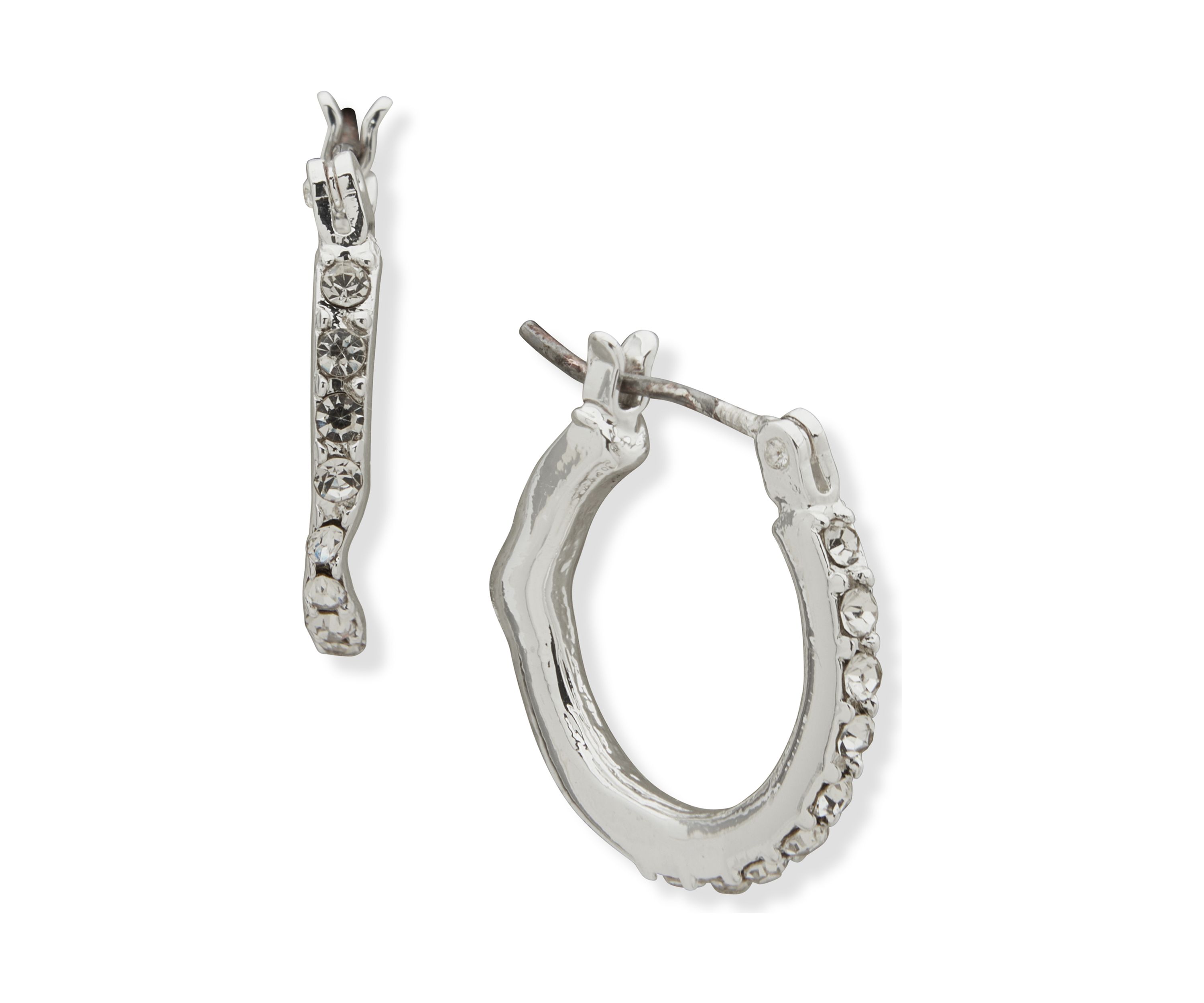 Silver Tone 16 Millimeter Small Click Top Hoop Earrings