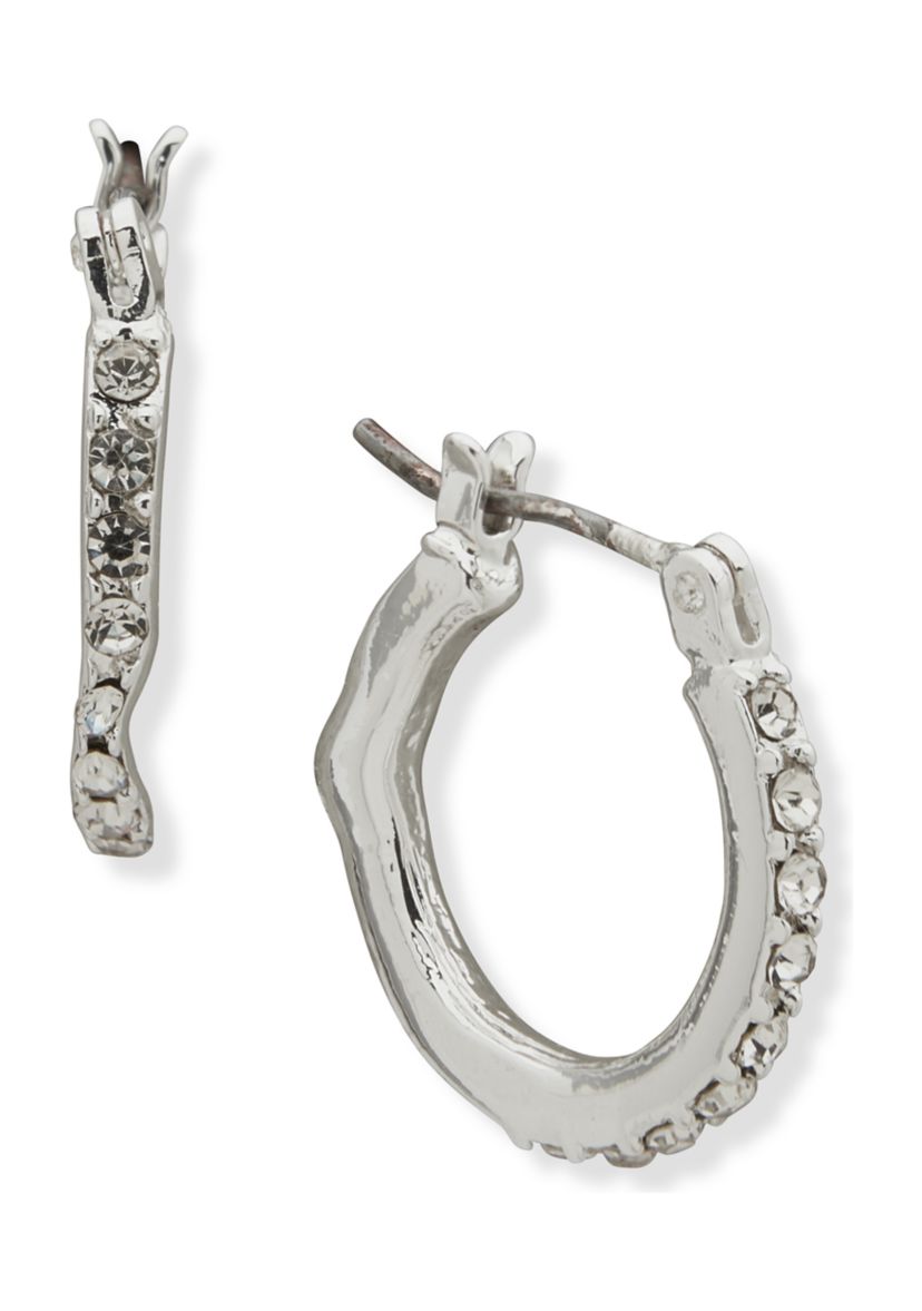 Silver Tone 16 Millimeter Small Click Top Hoop Earrings
