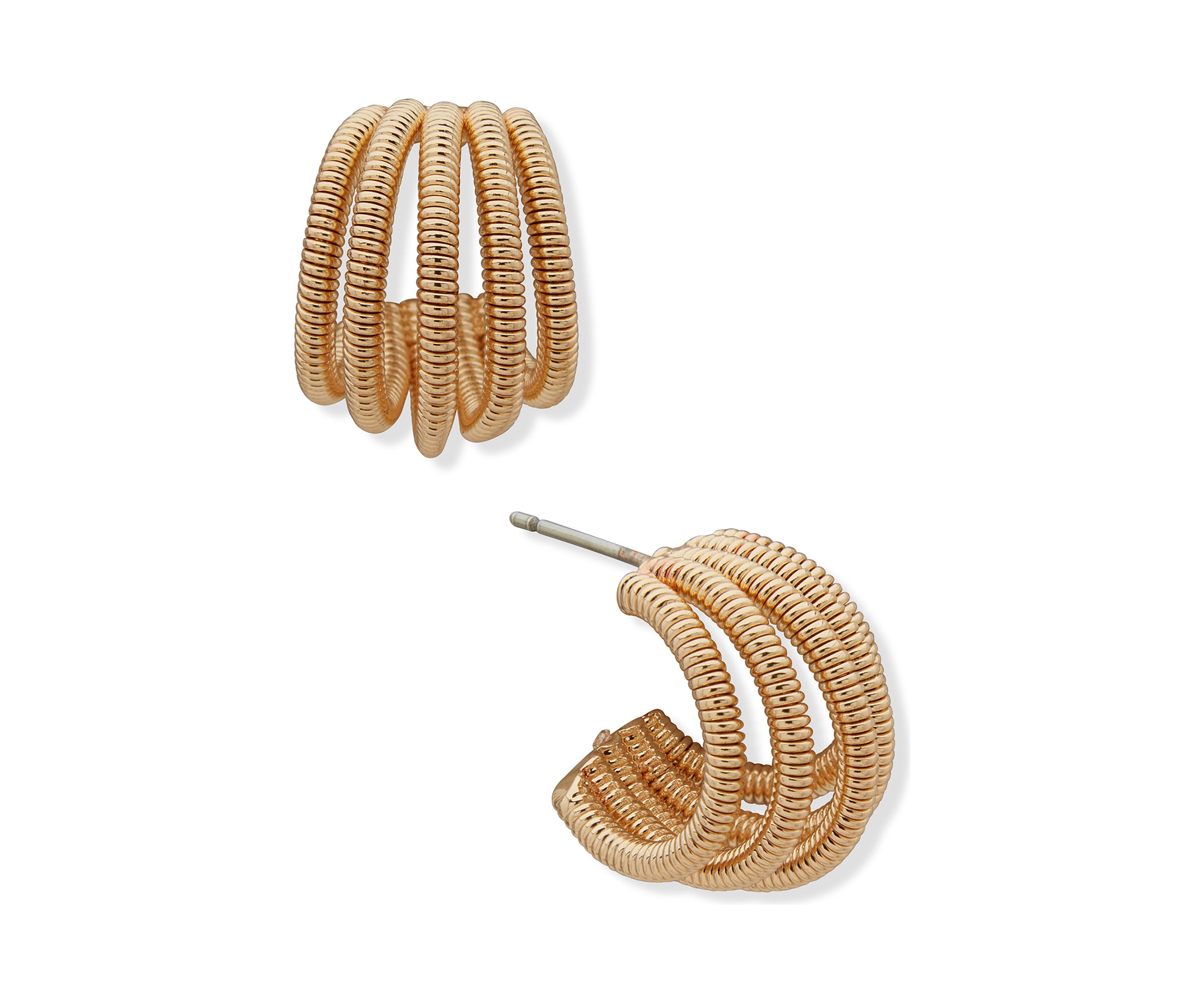 Gold Tone 17 Millimeter Coil Hoop Post Earrings