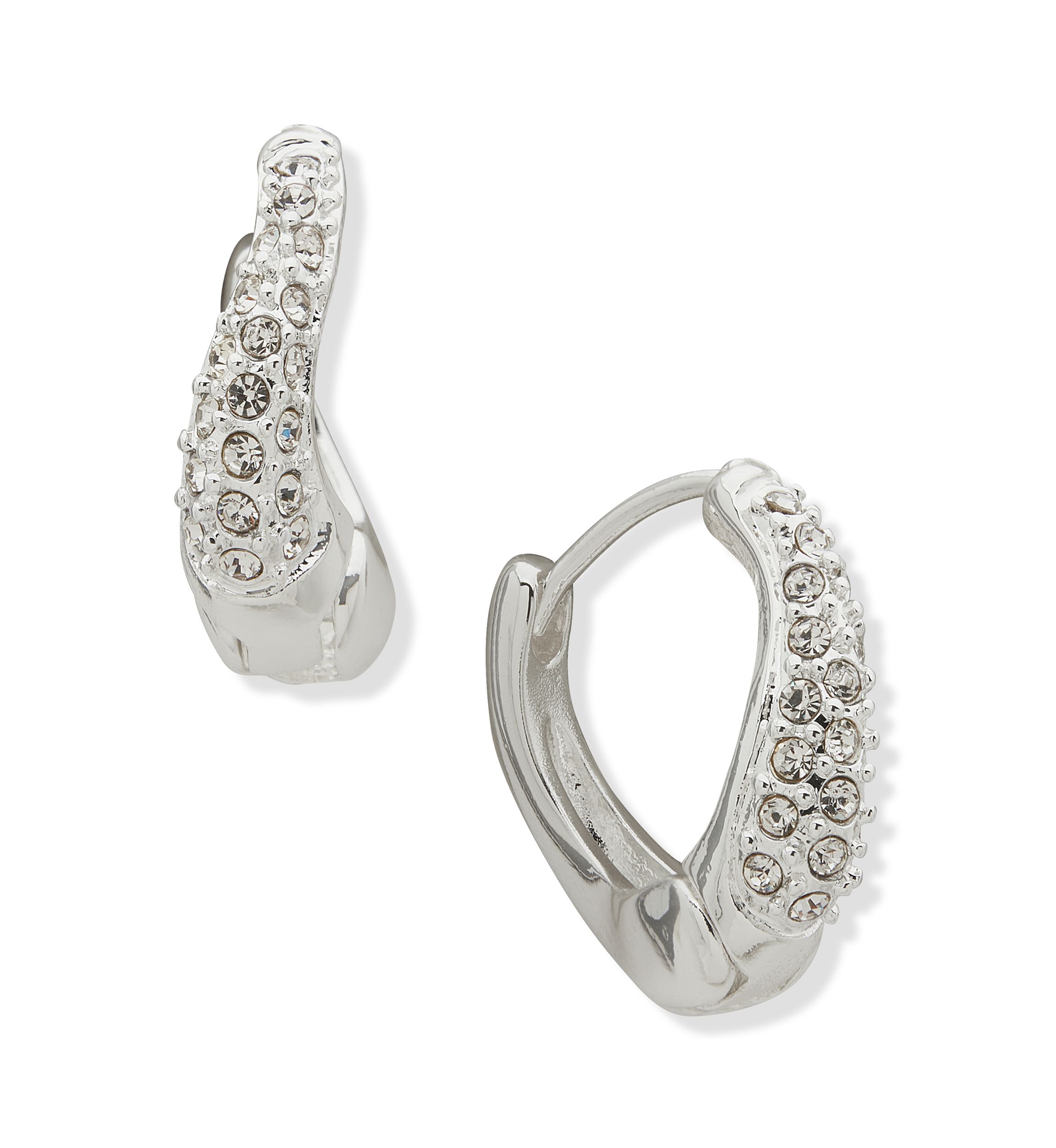 Silver Tone 17 Millimeter Twist Huggie Earrings