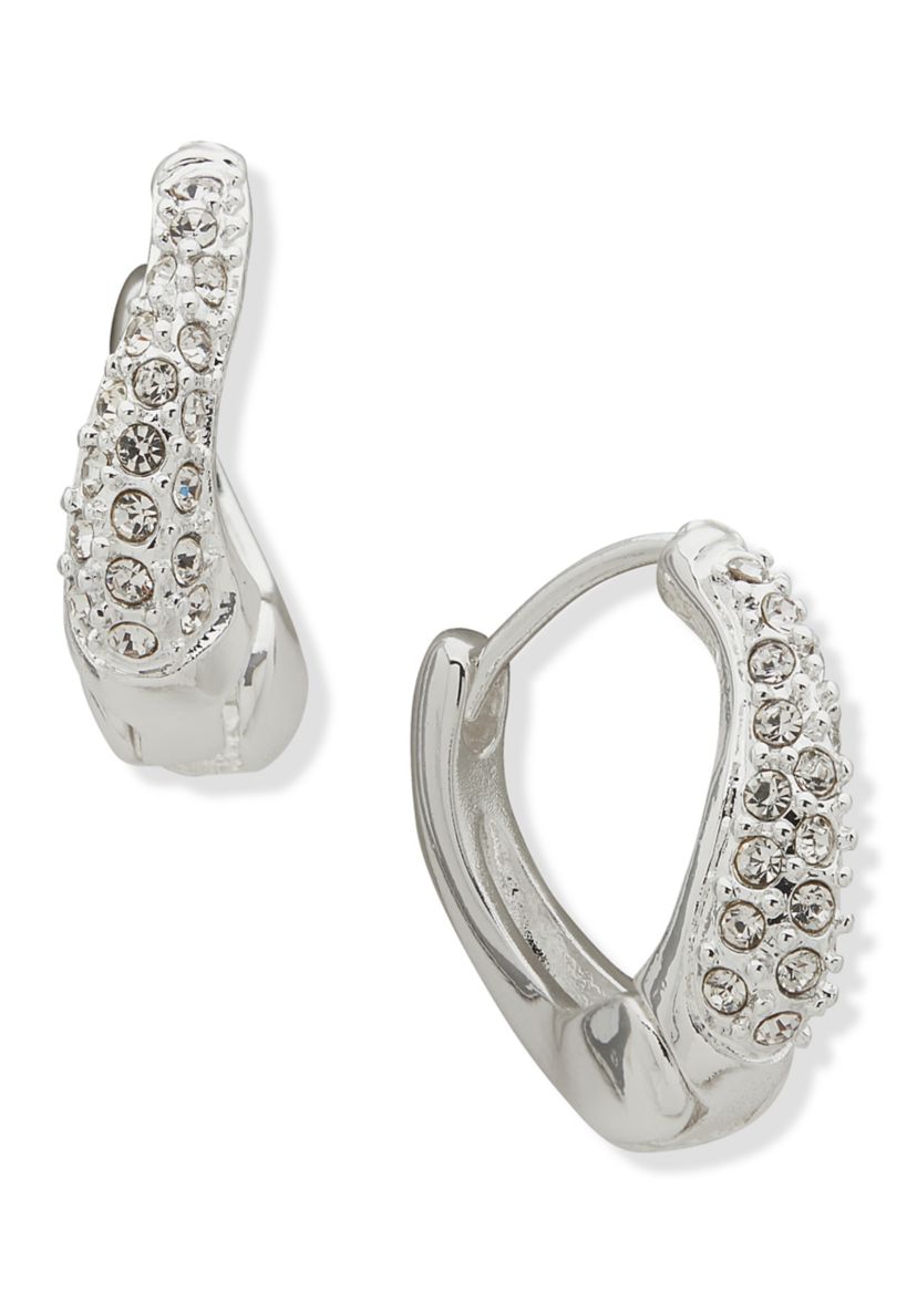 Silver Tone 17 Millimeter Twist Huggie Earrings