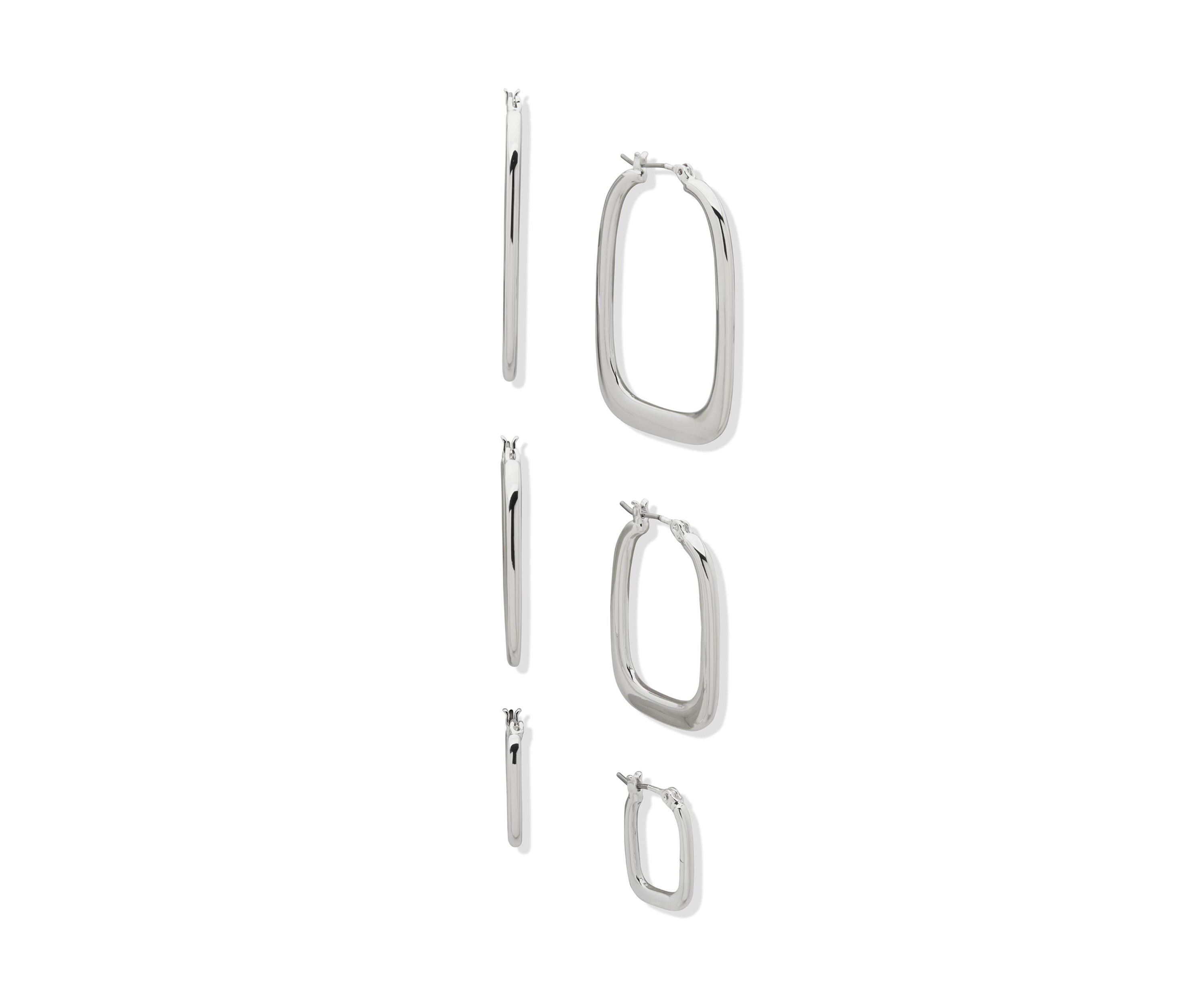 Trio Squared Hoop Earrings Set