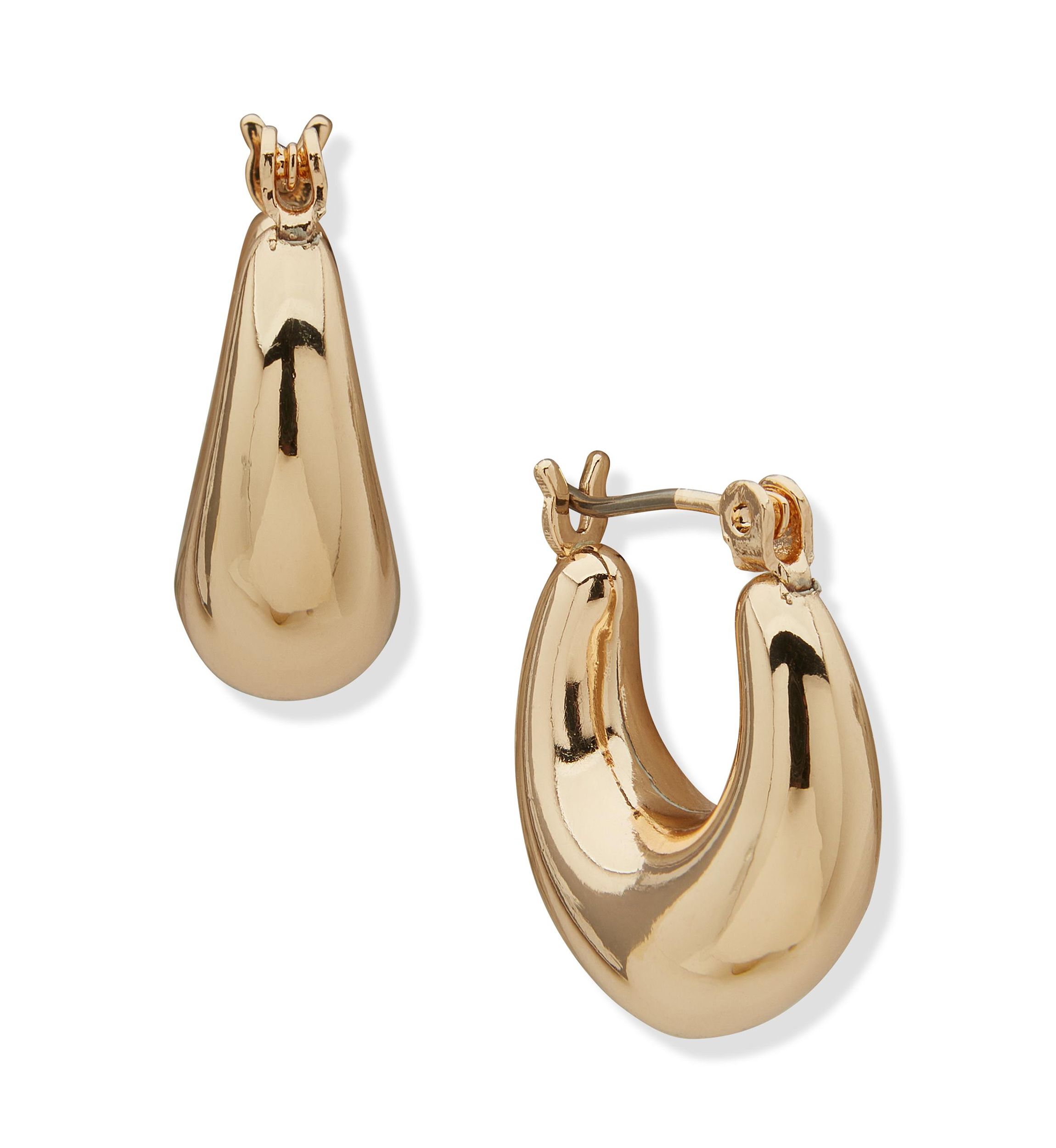 Gold Tone 18 Millimeter Puffy Hoop Earrings