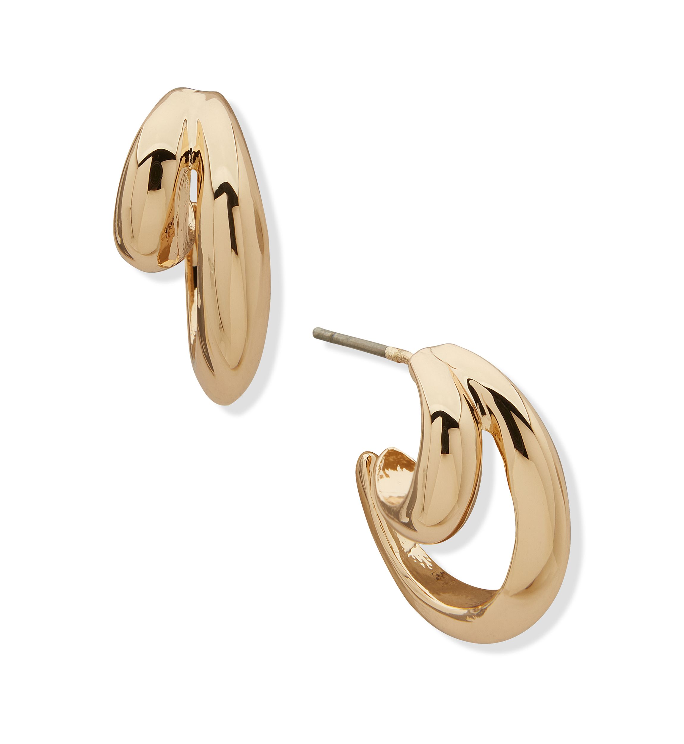 Gold Tone 20 Millimeter Double Hoop Earrings