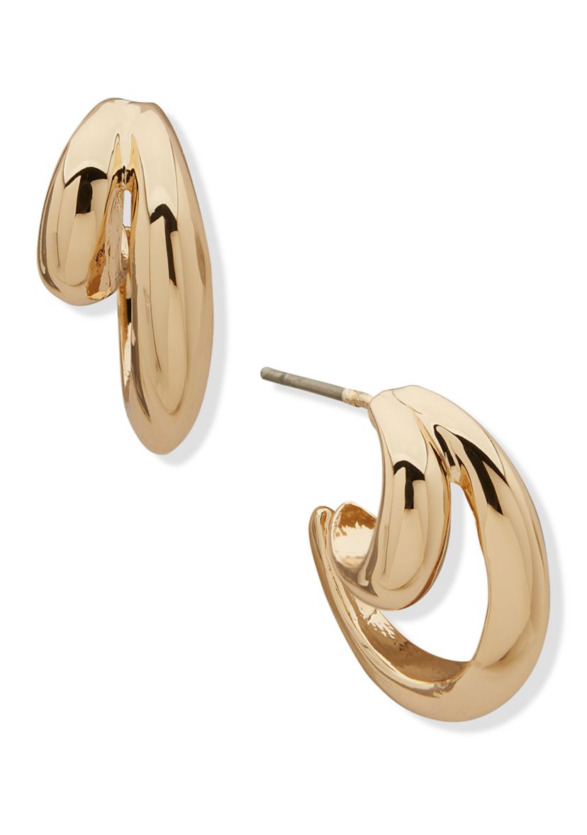 Gold Tone 20 Millimeter Double Hoop Earrings