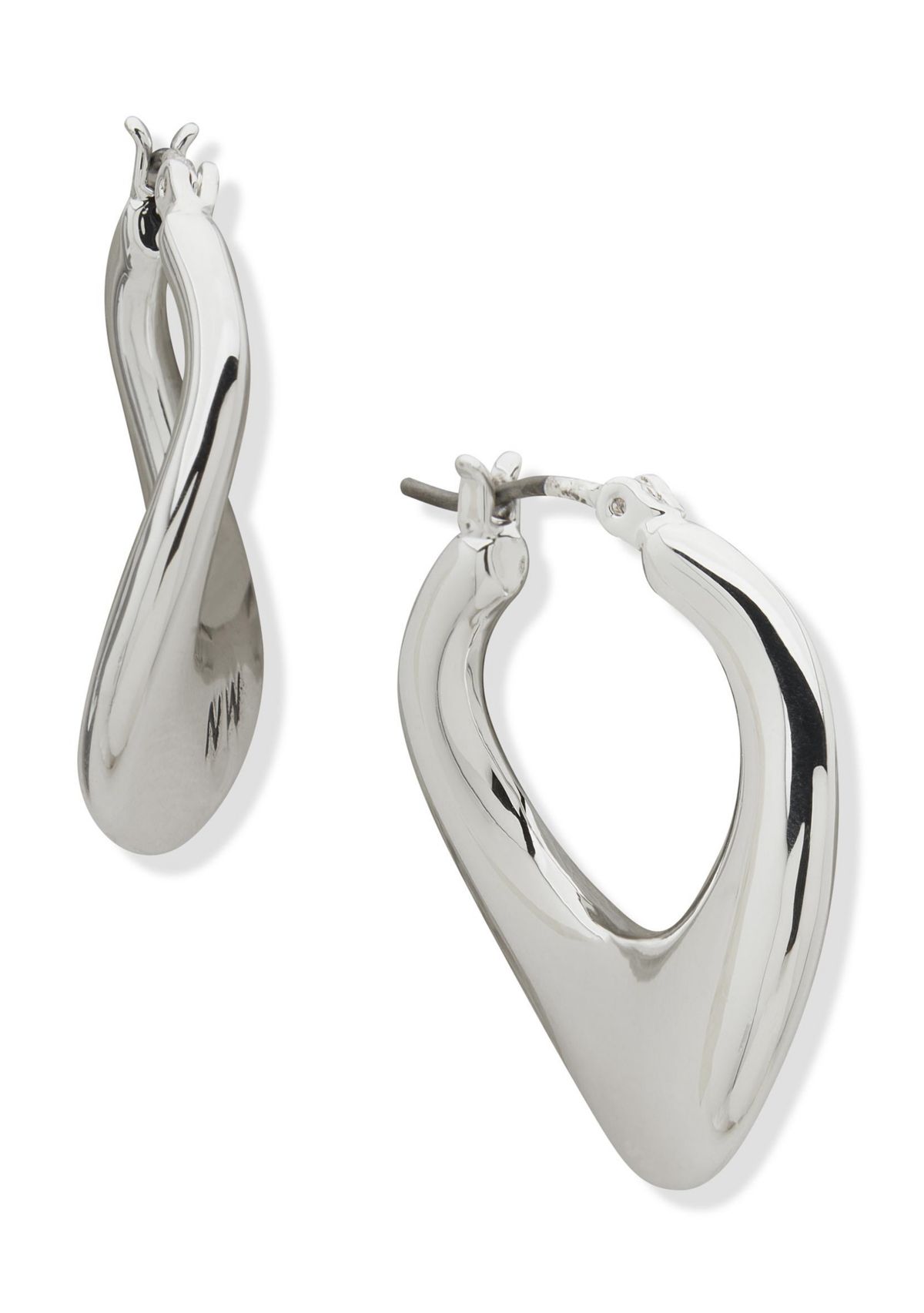 Silver Tone 25 Millimeter Twist Hoop Earrings