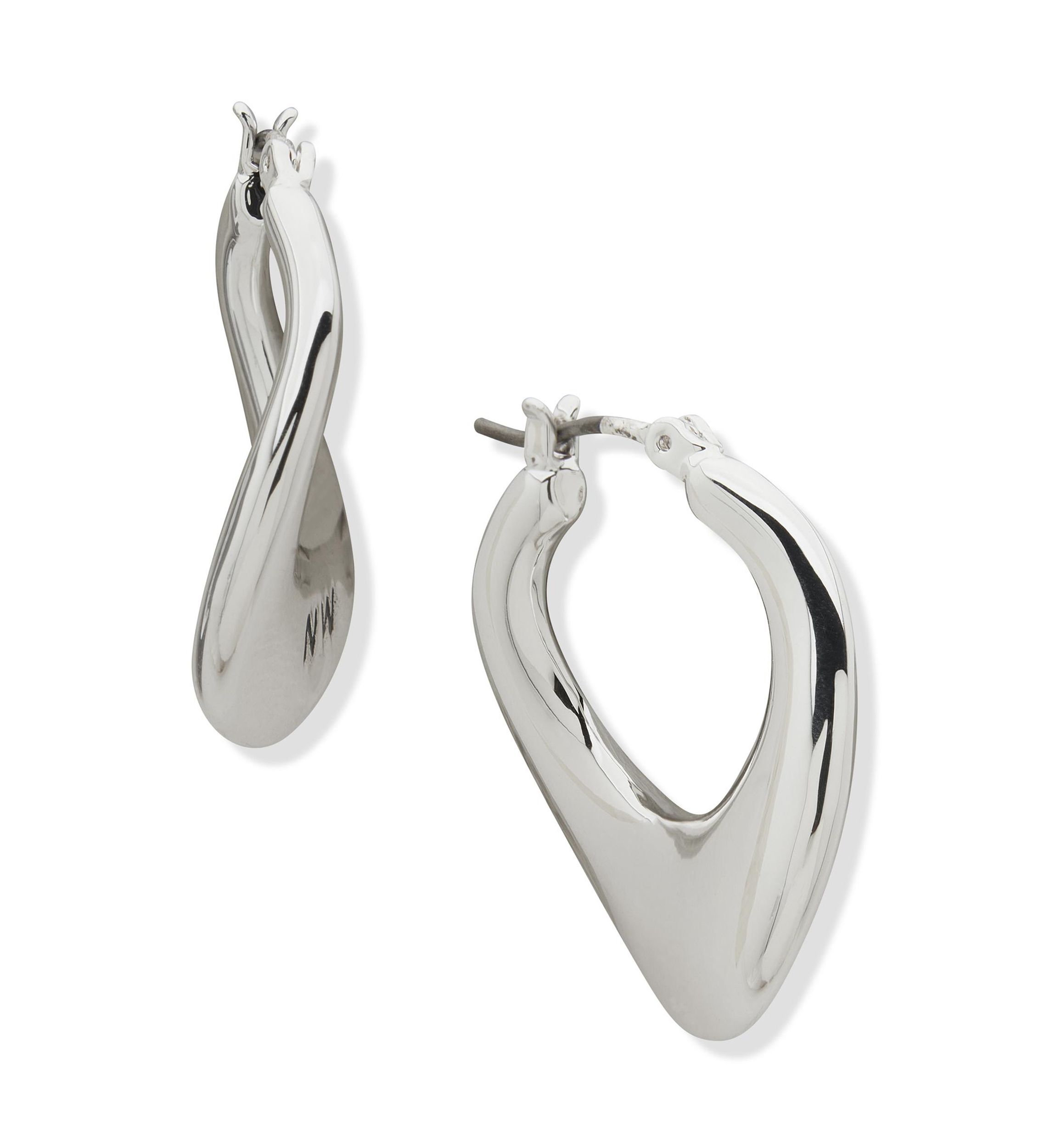 Silver Tone 25 Millimeter Twist Hoop Earrings