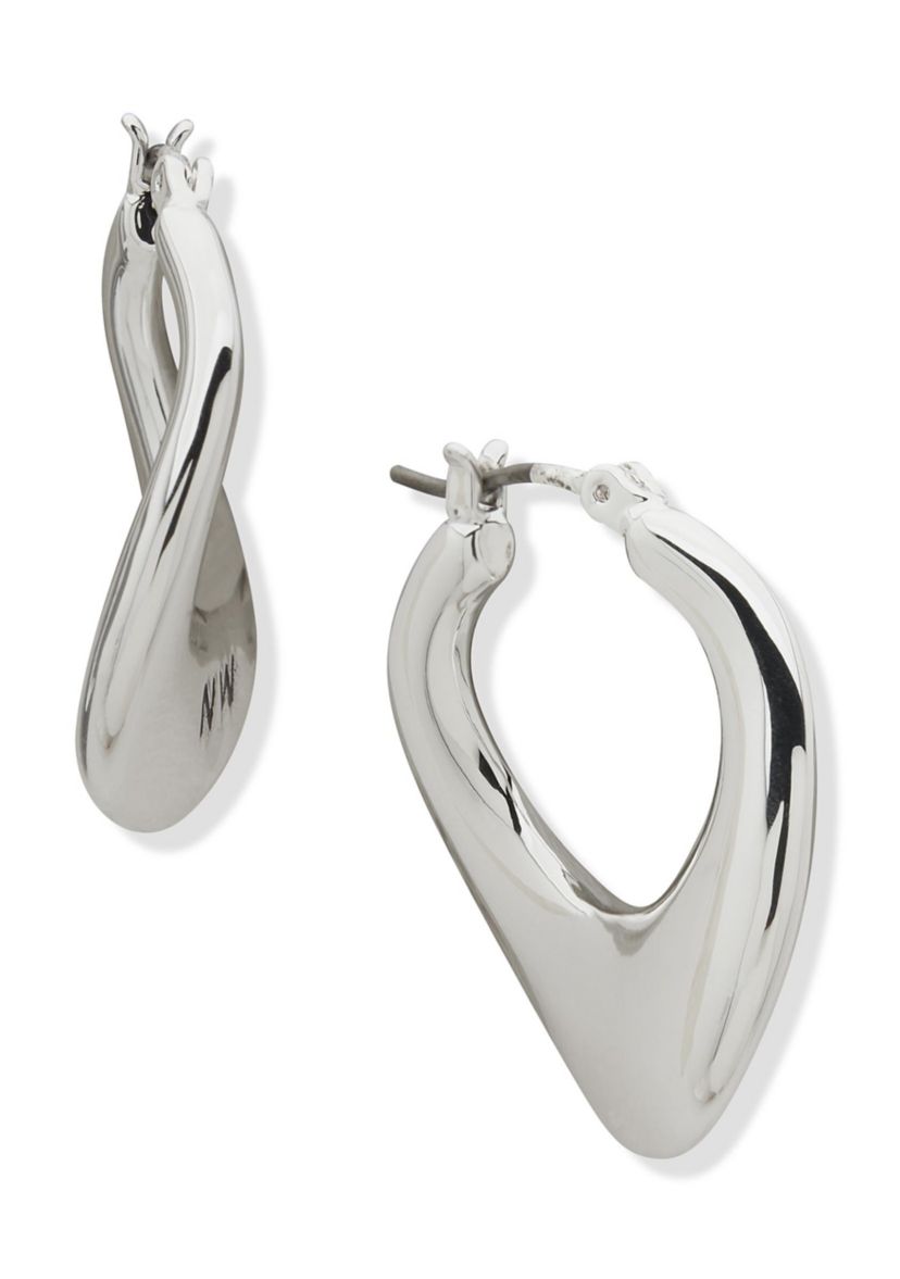 Silver Tone 25 Millimeter Twist Hoop Earrings