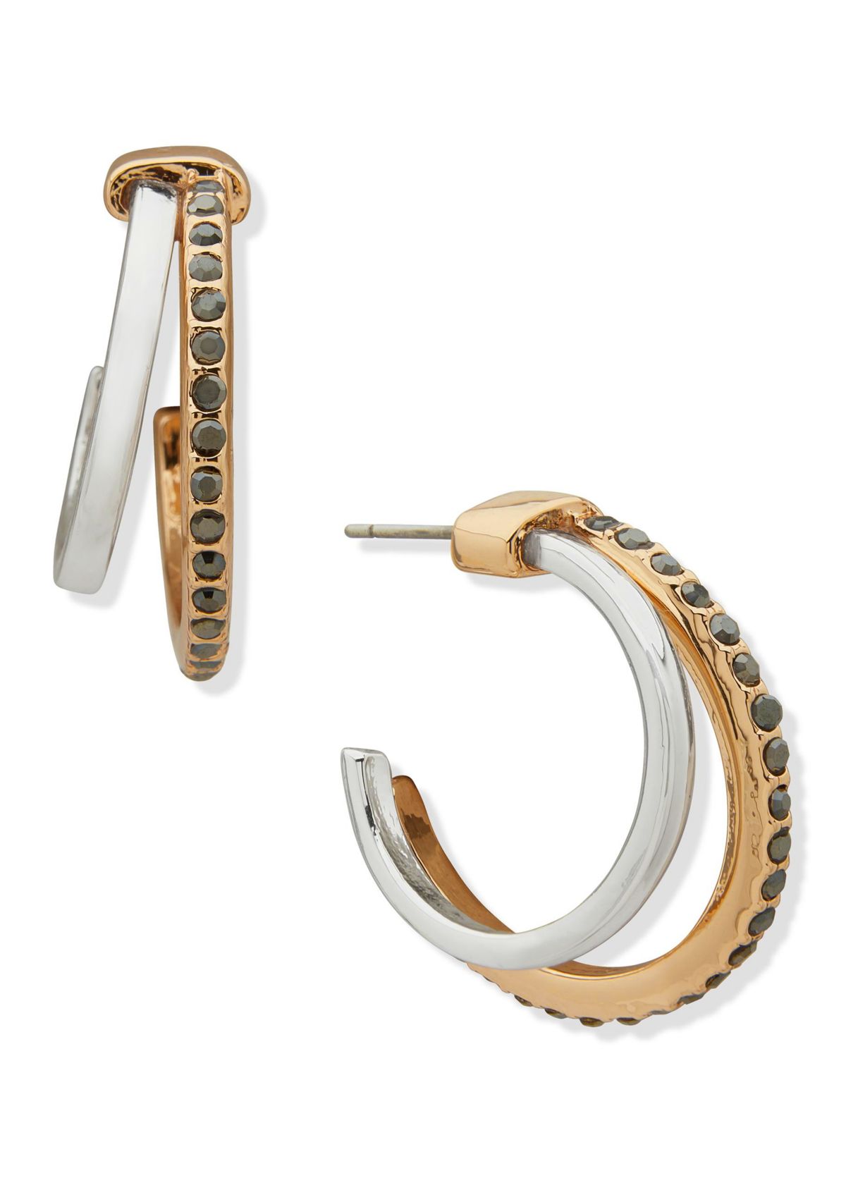 Tri Tone 26 Millimeter Double Hoop Earrings