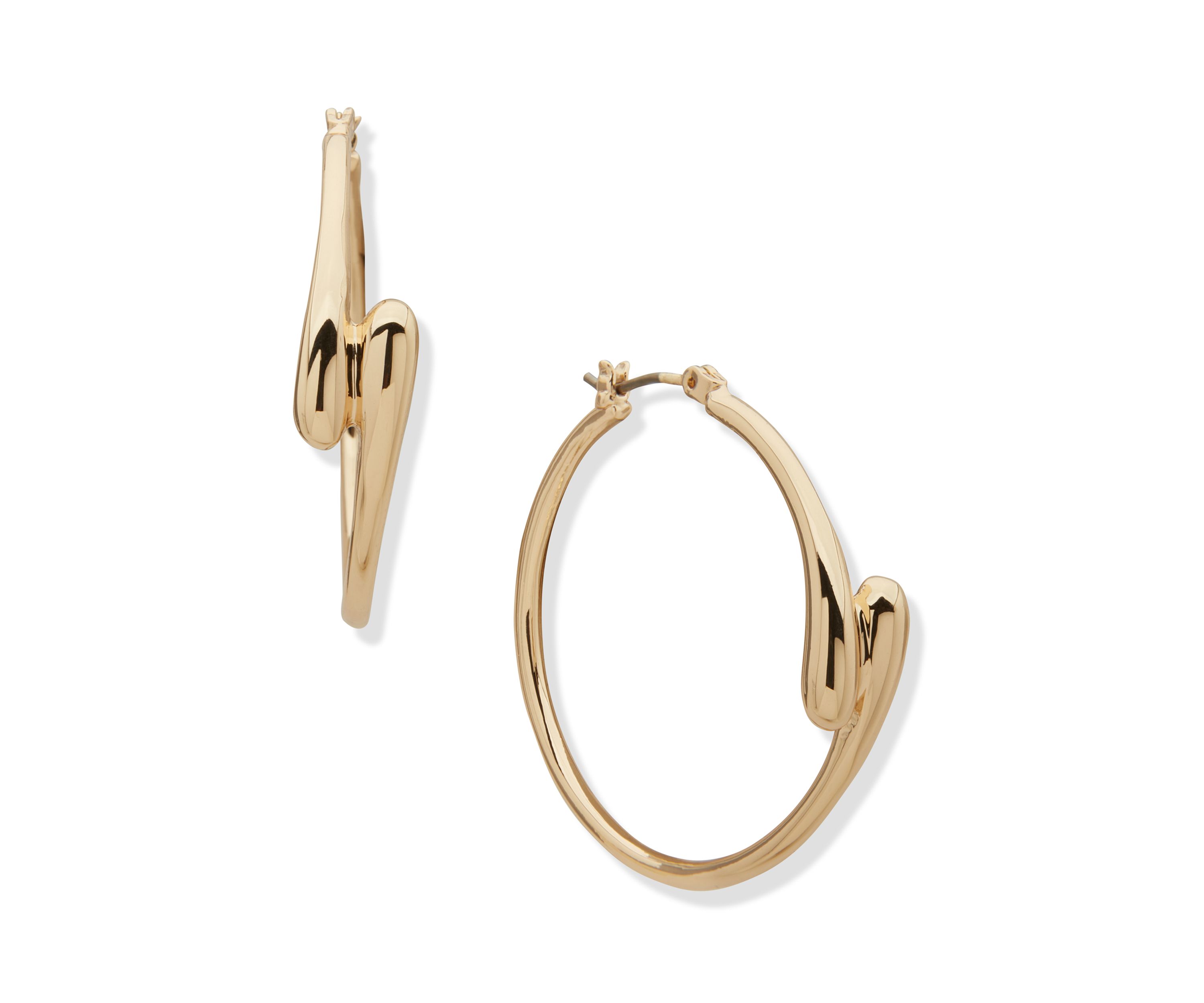 Gold Tone 36 Millimeter Overlap Hoop Earrings